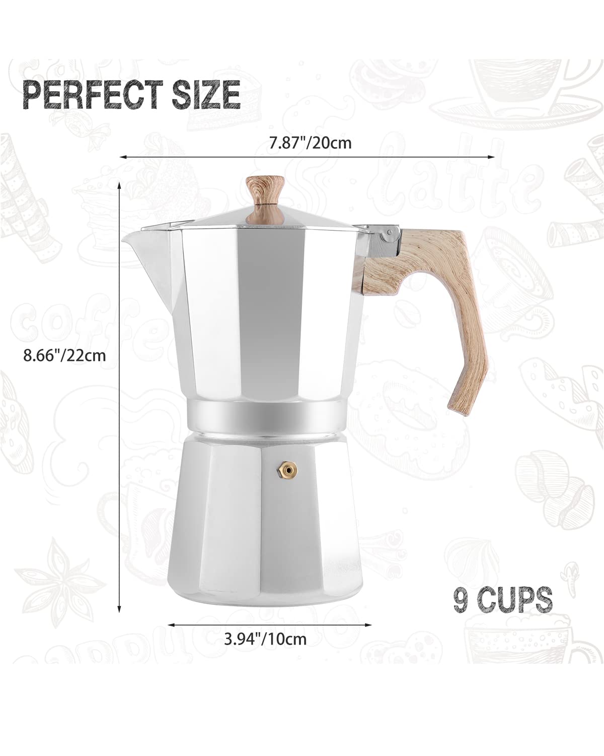 Stovetop Espresso Maker - 9 Cup Moka Pot for Perfect Cuban & Italian Coffee at Home