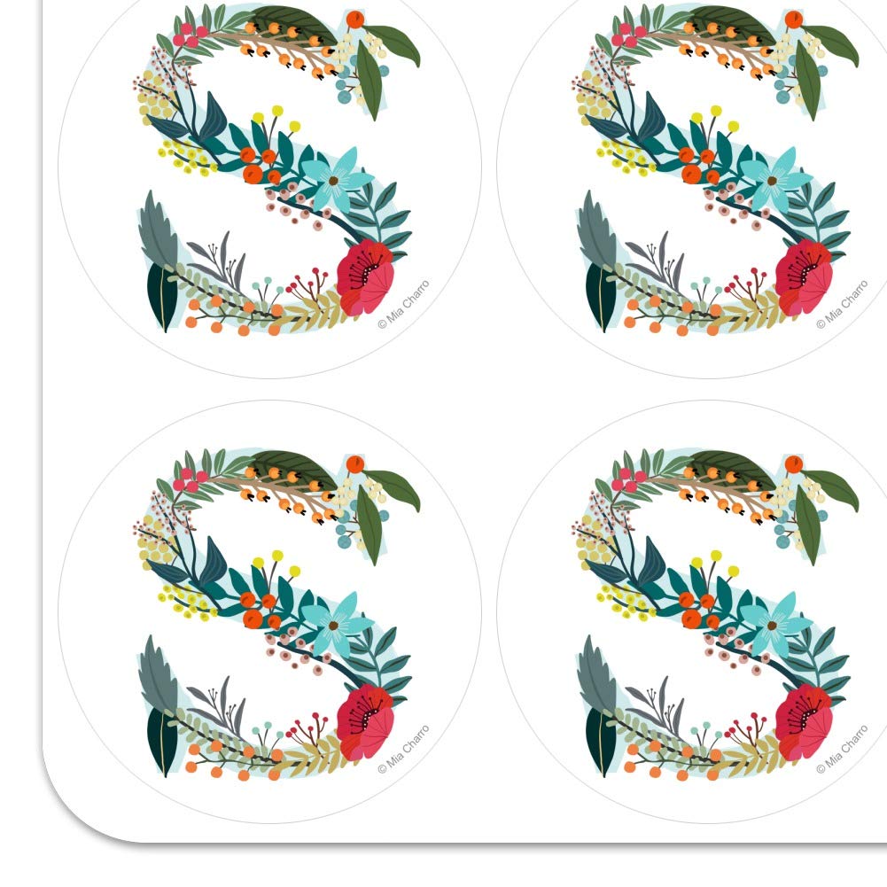 Floral Monogram Letter S Stickers for Planners, Calendars, Scrapbooking & DIY Crafts - Perfect for Bullet Journaling, Gift Wrapping & Home Decor