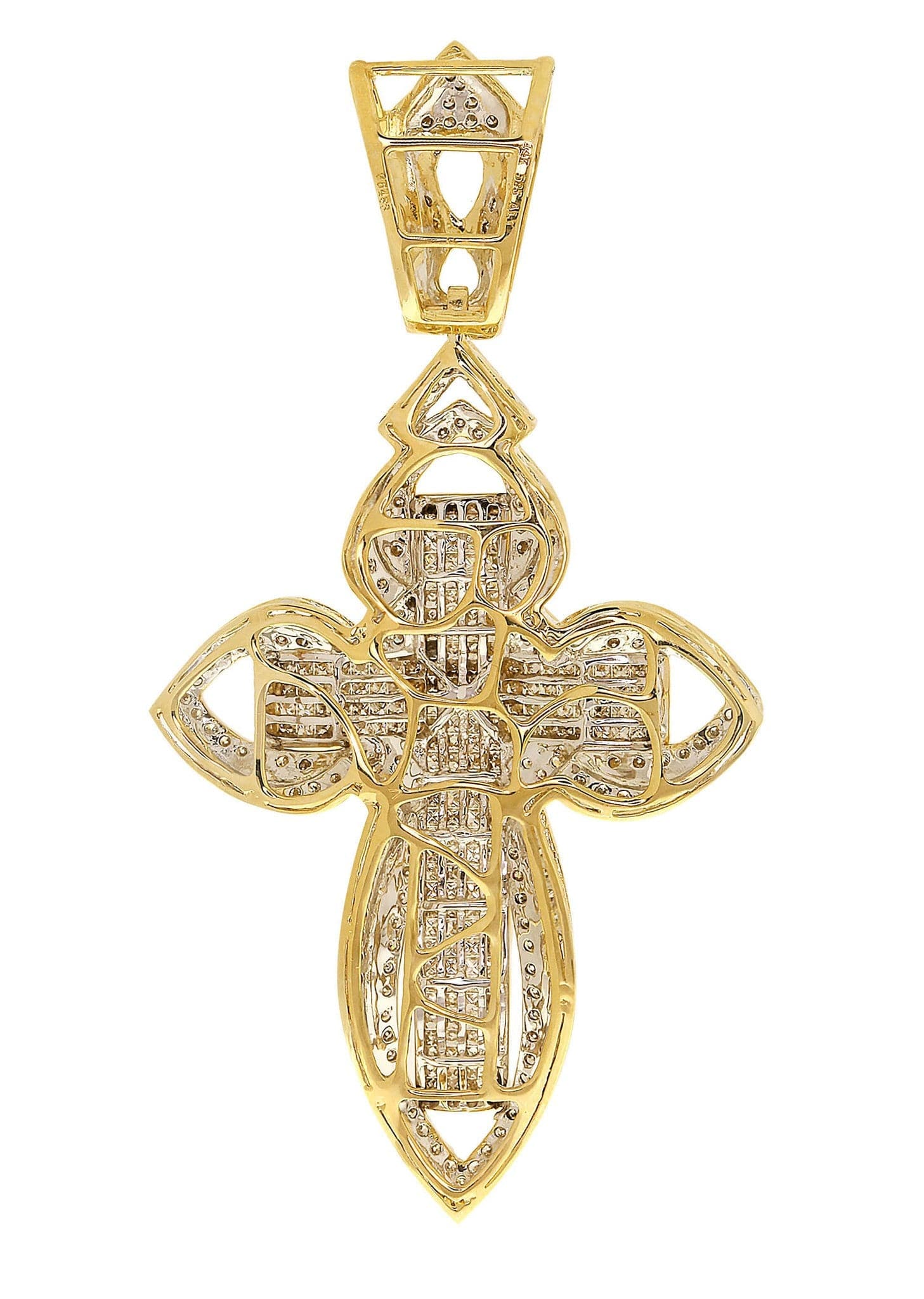 3.36 Carat Diamond Cross Pendant Necklace - 16.76 Grams Solid Gold Religious Jewelry for Women & Men - Perfect for Baptism, First Communion, Confirmation & Everyday Wear