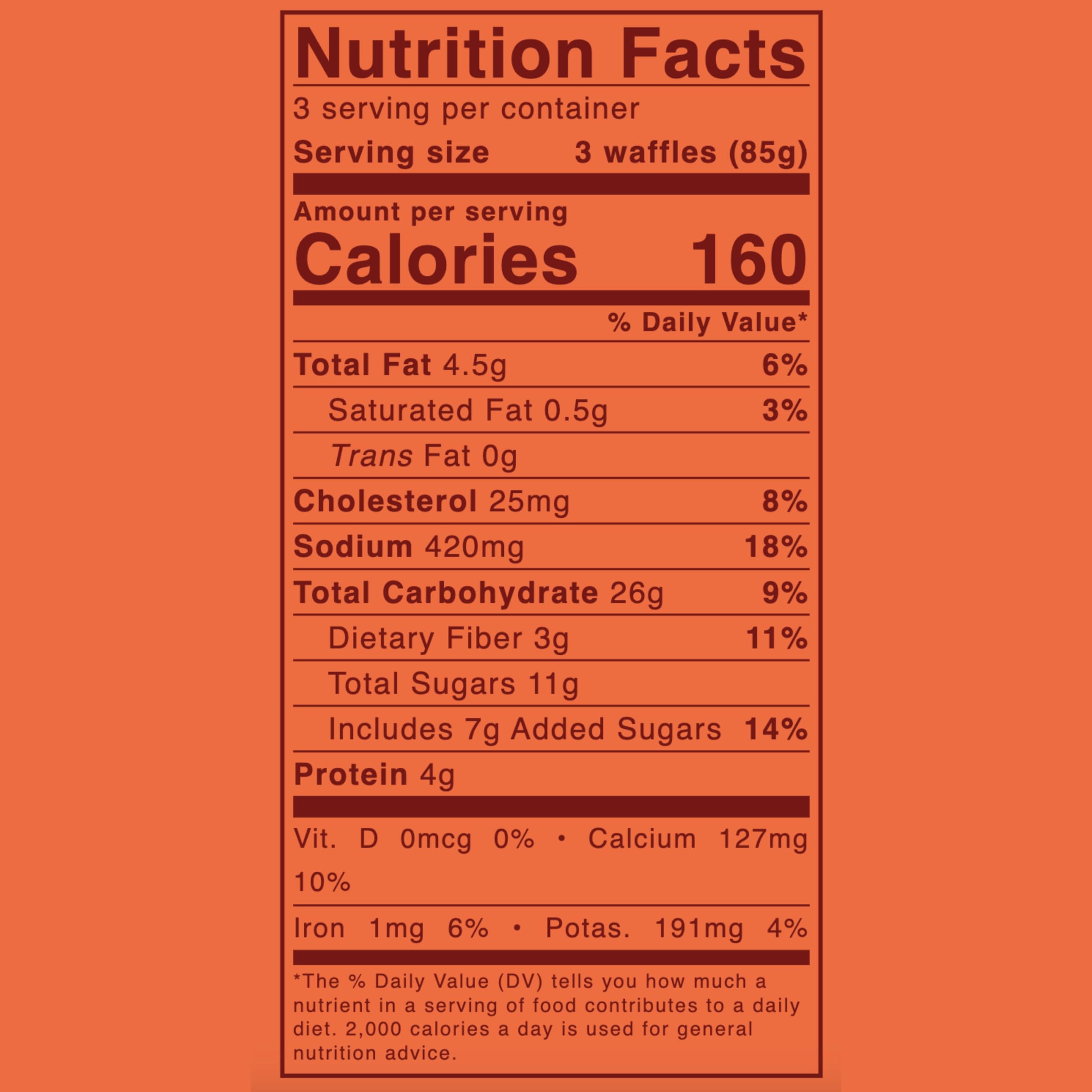 Evergreen Zucchini Carrot Cake Waffles - 100% Whole Grain, Dairy-Free, No Preservatives | 9 Frozen Waffles per Bag with 1 Full Serving of Fruits & Vegetables | Supports Gut Health | Perfect for Breakfast, Kids' Snacks & Healthy Eating