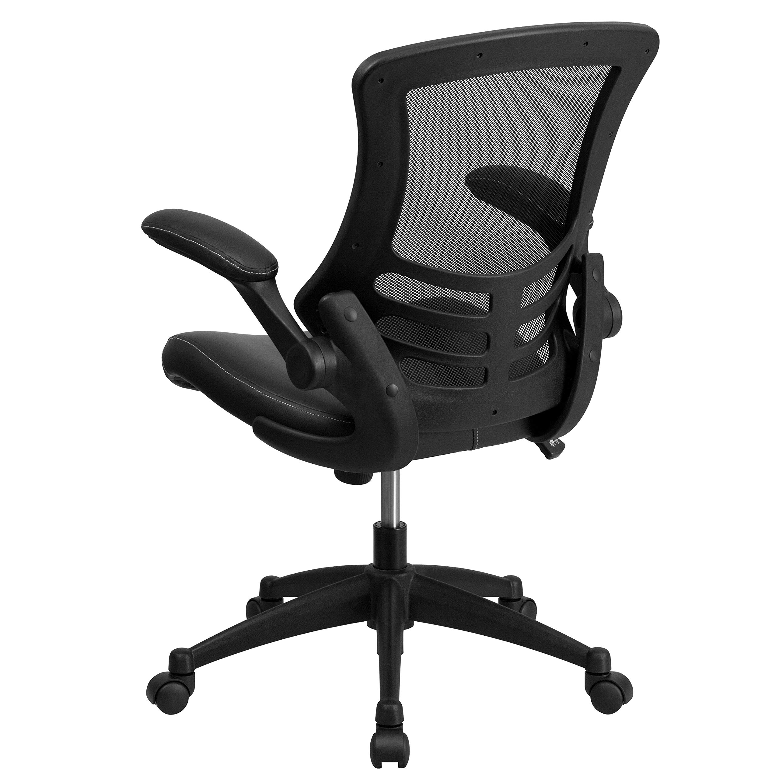 EMMA + OLIVER Ergonomic Office Chair with Wheels - Adjustable Swivel Mid-Back Mesh Chair with PU Leather Seat for Home Office, Gaming & Study - Comfortable Desk Chair for Long Hours of Work