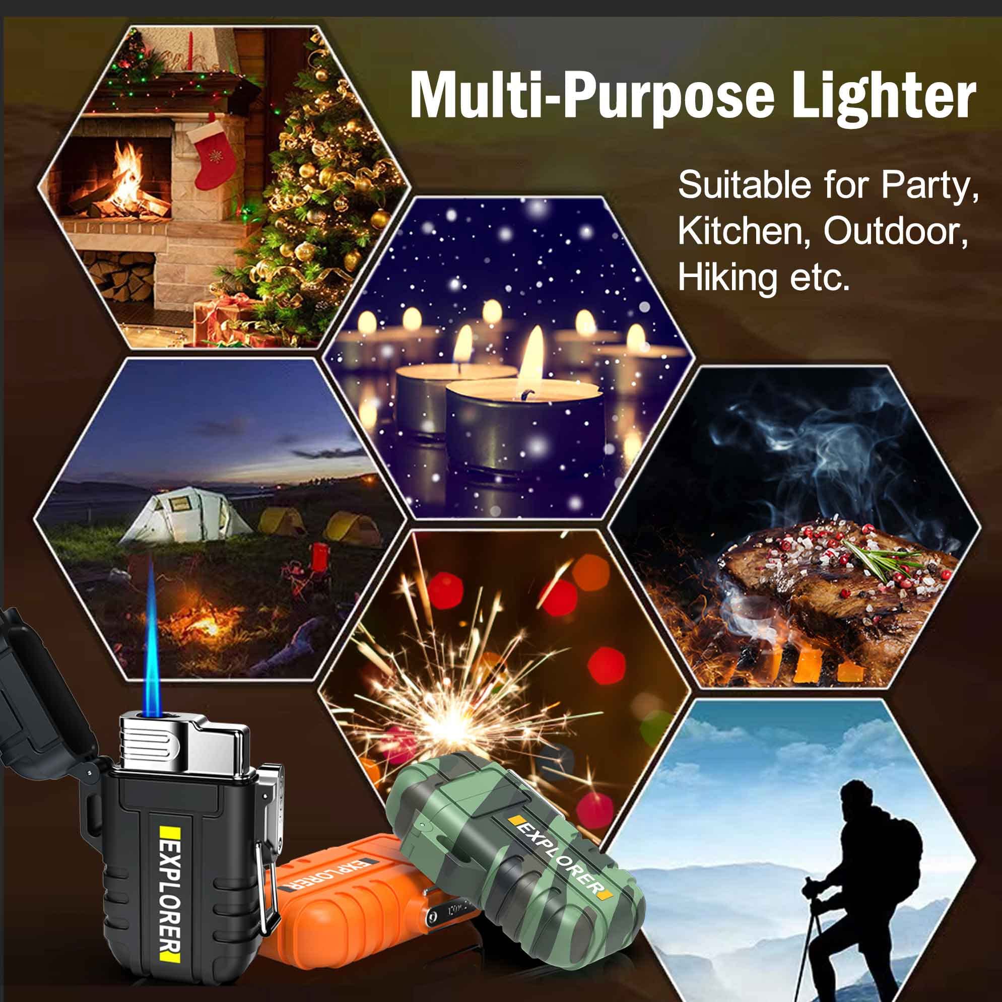 Refillable Windproof Torch Lighter for Camping, BBQ & Outdoor Use