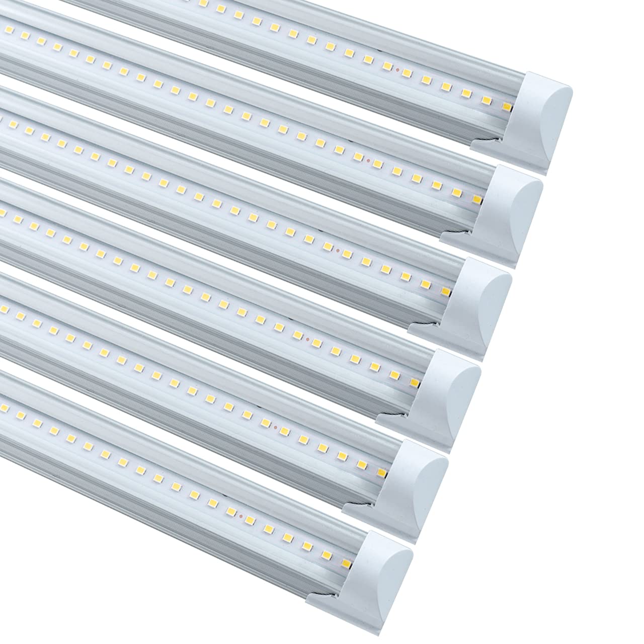 6 Pack 4FT LED Shop Lights, 24W 6500K Cool White Linkable T8 LED Tube Lights with Clear Cover & Plug Cable - High Output Garage Ceiling Lighting for Workshop, Basement, Warehouse & Industrial Spaces