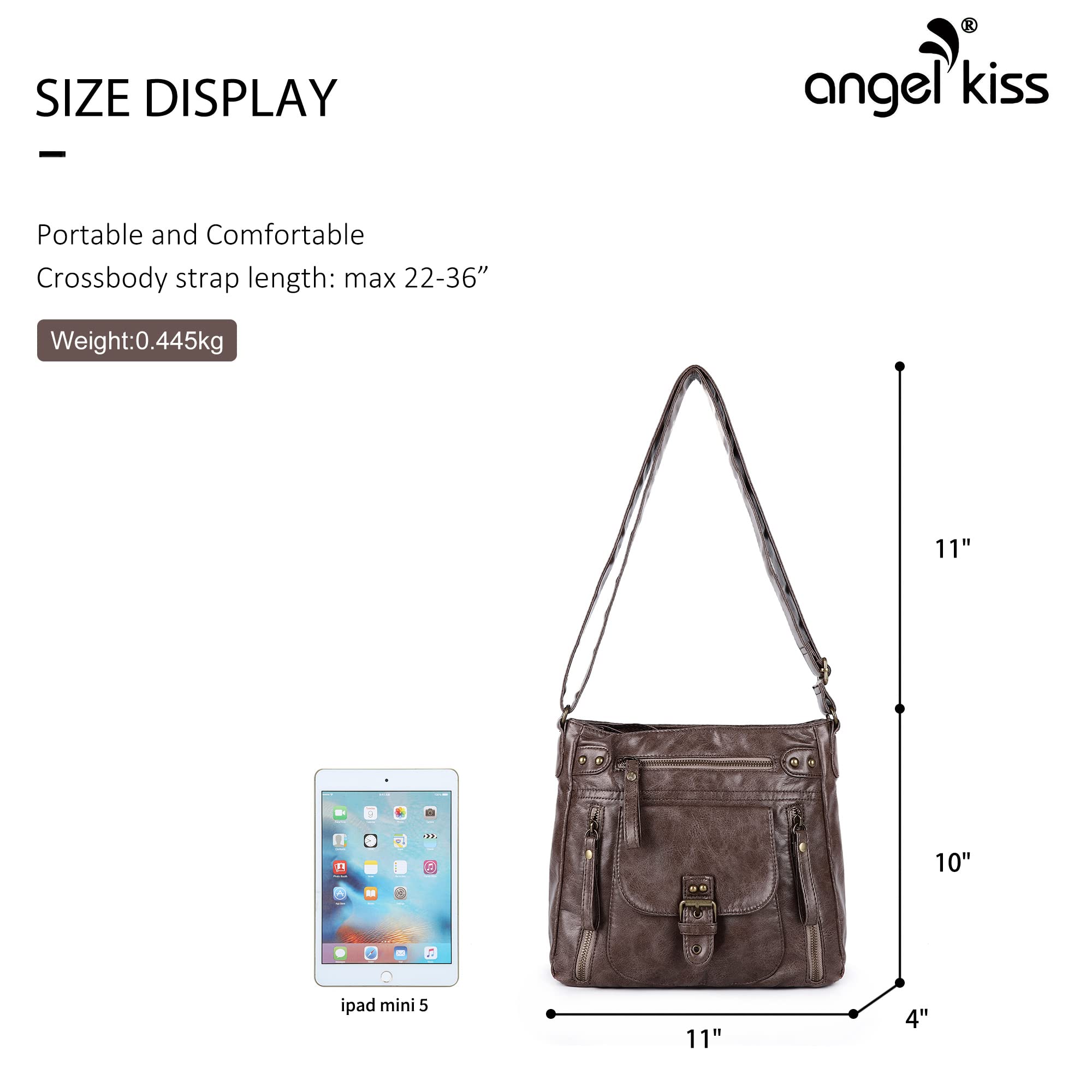 Angel Kiss Women's Crossbody Shoulder Bag - Multi-Pocket Soft Hobo Purse for Daily Use | Medium Size | Perfect for Work, Travel & Shopping
