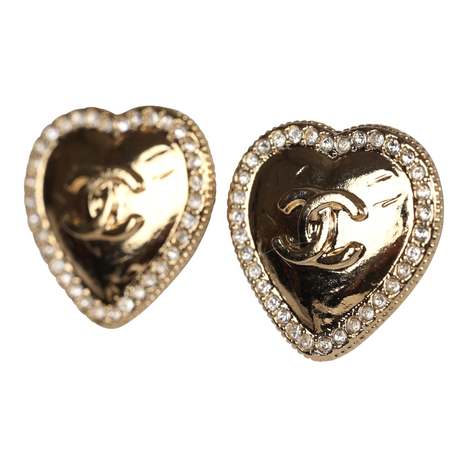 Chanel Small CC Crystal Heart Earrings in Gold - Luxury Fashion Jewelry for Women, Perfect for Parties, Weddings & Special Occasions