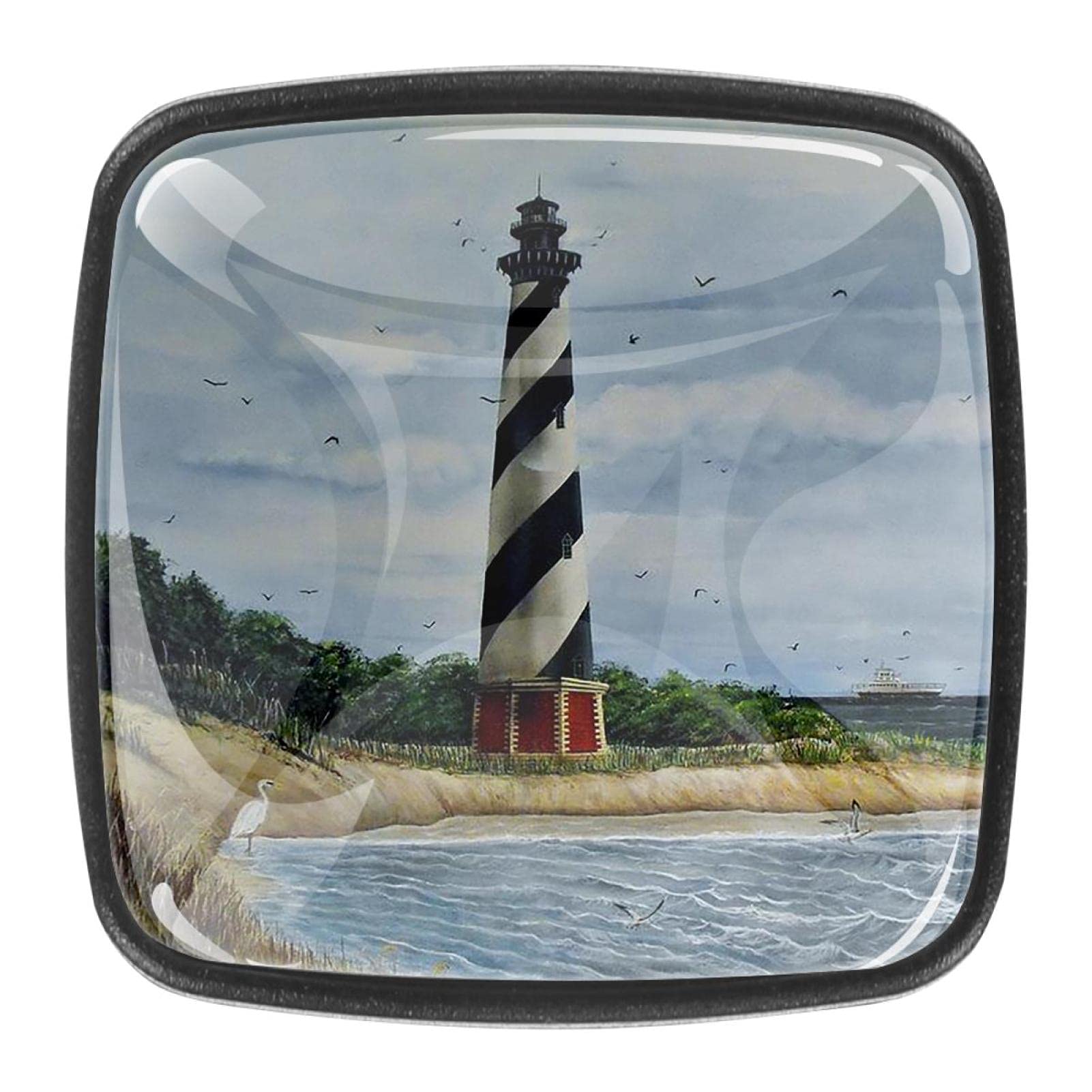 Hatteras Lighthouse Sandy Hurst Cabinet Knobs - Pack of 4 - Vintage Style Drawer Pulls for Kitchen, Dresser, Cupboard, Wardrobe, Bathroom & Office - Perfect for Home Decor & Furniture Upgrades