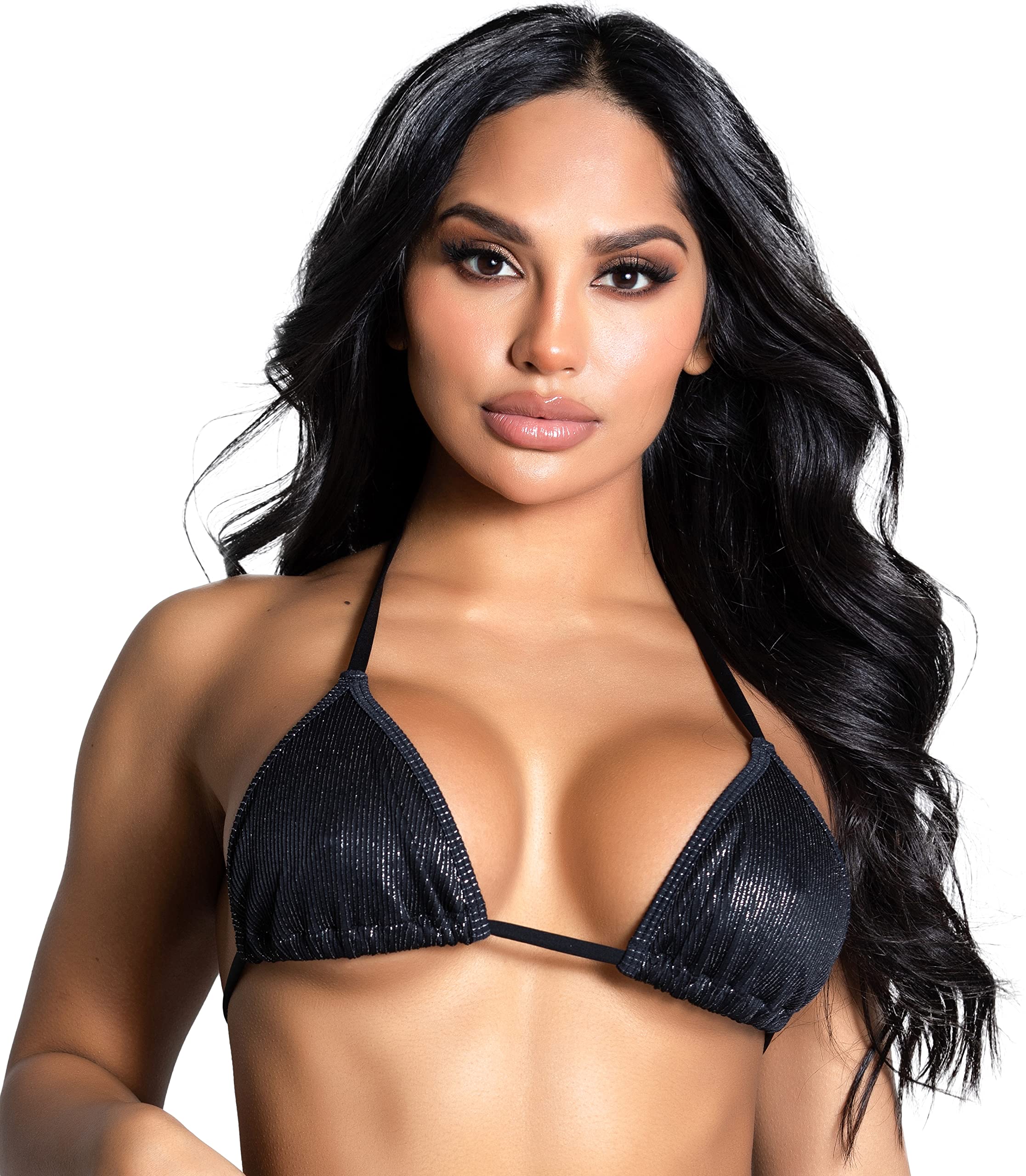 Yandy All That Glitters Adjustable Triangle Bikini Top with Halter Ties - Sexy Swimwear for Beach, Pool Party & Summer Vacation