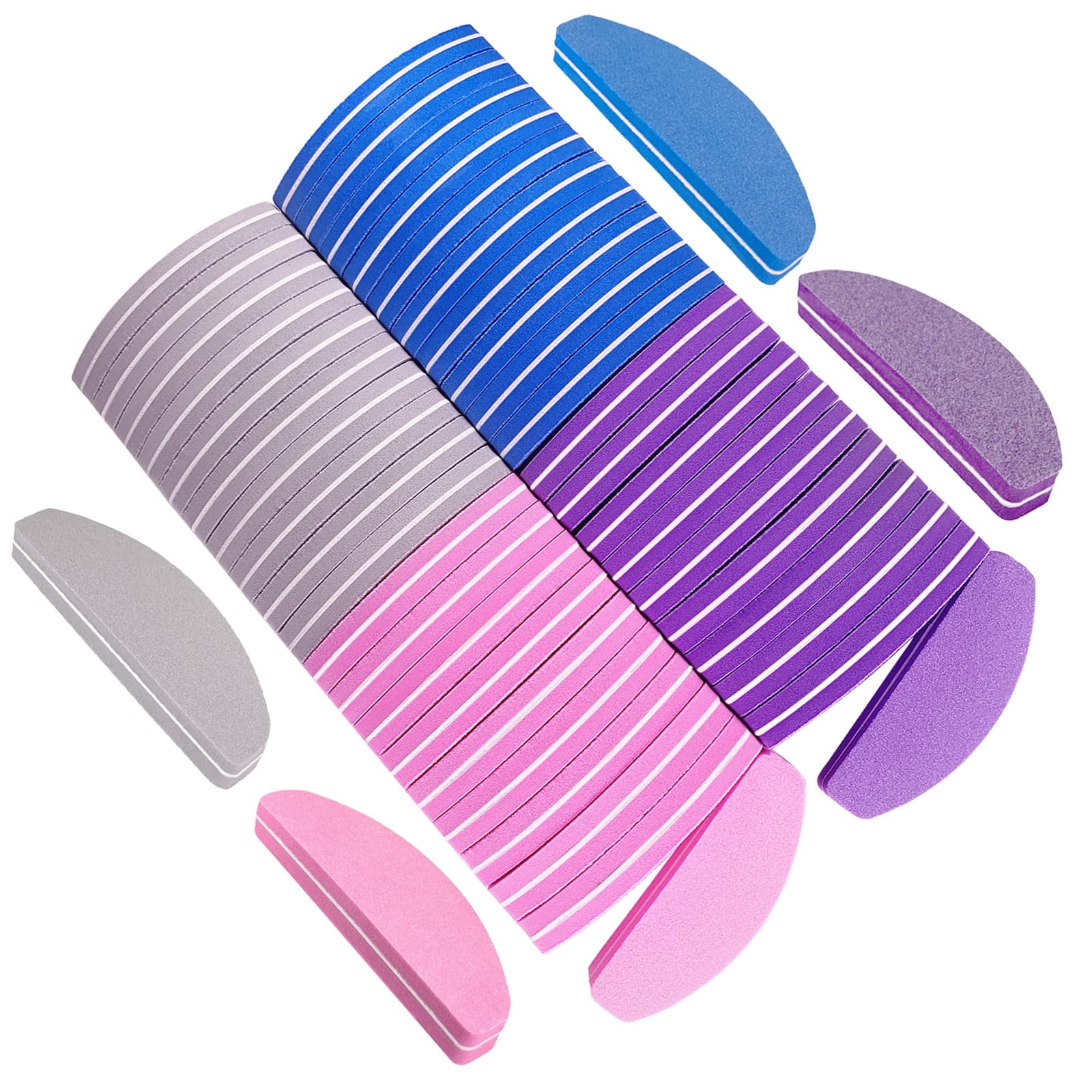 40Pcs Nail Buffers & Files - Double Sided 100/180 Grit Buffer Blocks for Acrylic & Natural Nails - Washable, Portable Arc Shaped Sanding Buffers (Multicolor) - Perfect for Home Manicures, Salon Use & Nail Care Kits