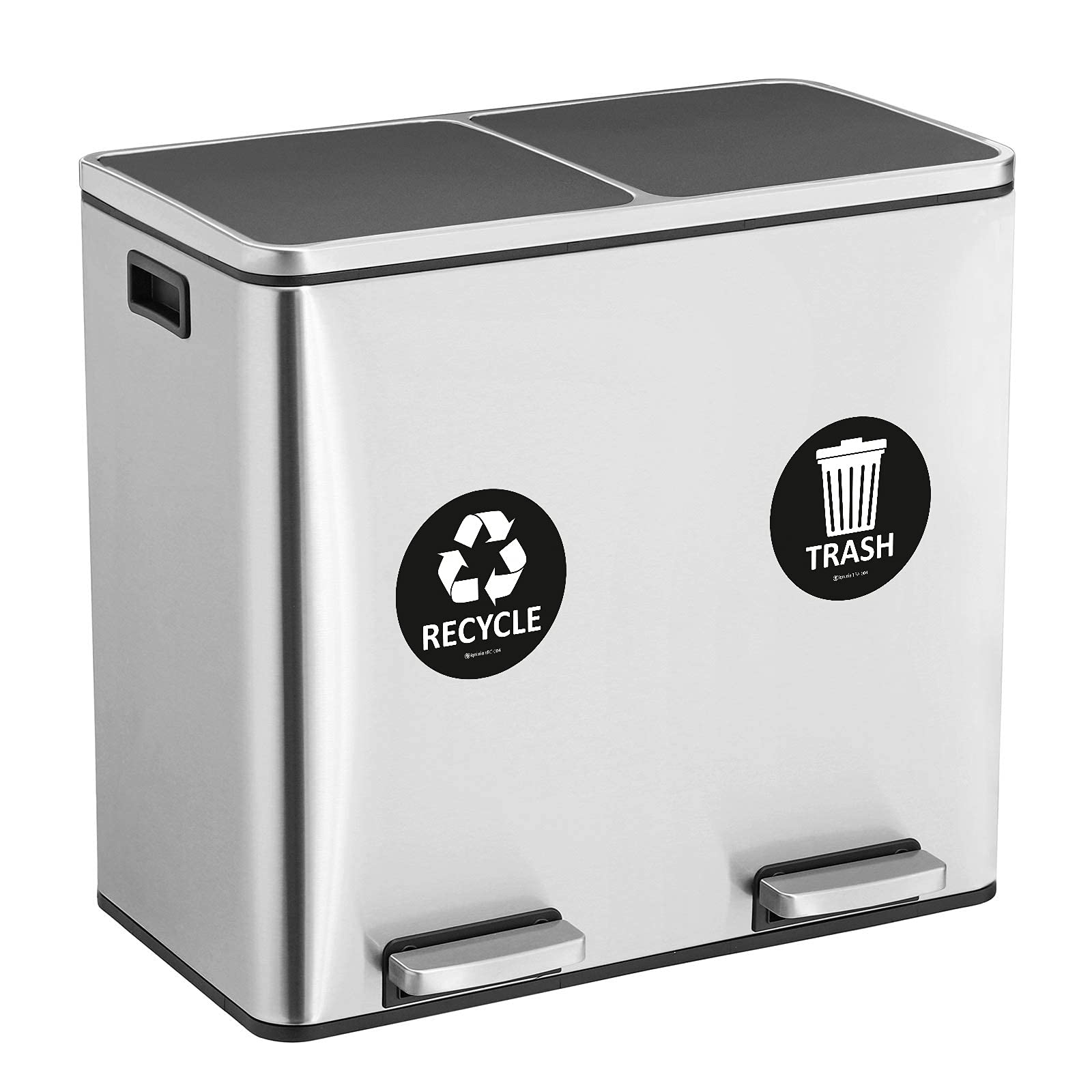 IGNIXIA 4-Pack Self-Adhesive Recycle & Trash Sign Decals - 4