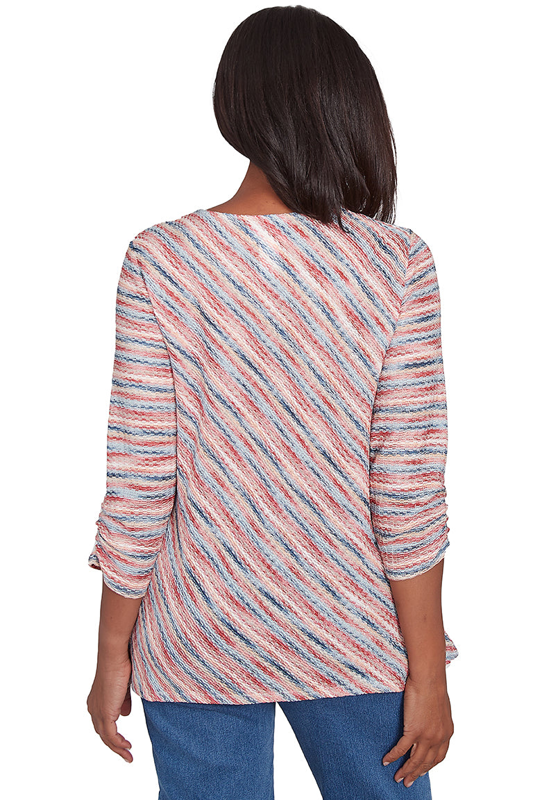 Stylish Petite Free Spirit Diagonal Space Dye Top for Women - Perfect for Casual Outings, Beach Days & Boho Fashion
