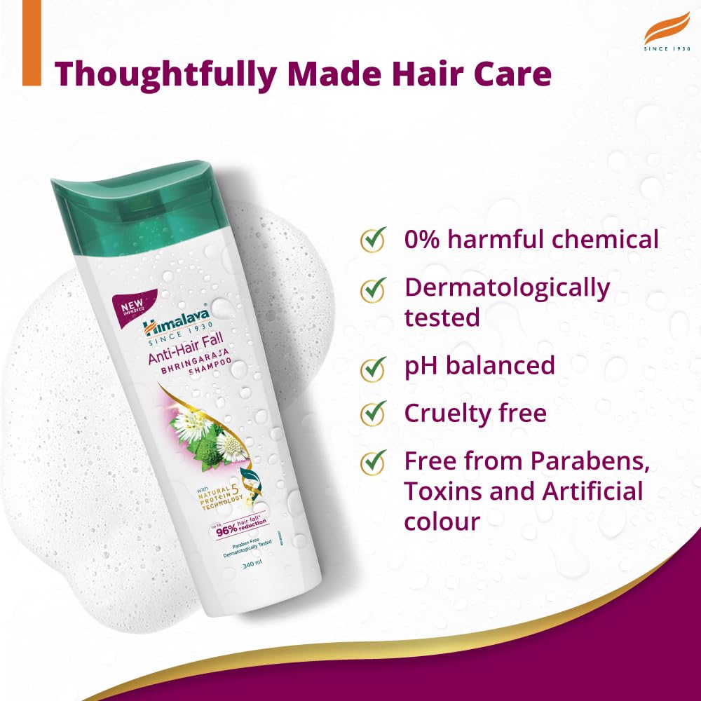 Himalaya Anti-Hair Fall Bhringaraja Shampoo 340ml - Reduces Hair Loss, Strengthens Hair with Bhringaraja & Palasha Extract - For Men & Women - Perfect for Daily Hair Care & Scalp Nourishment