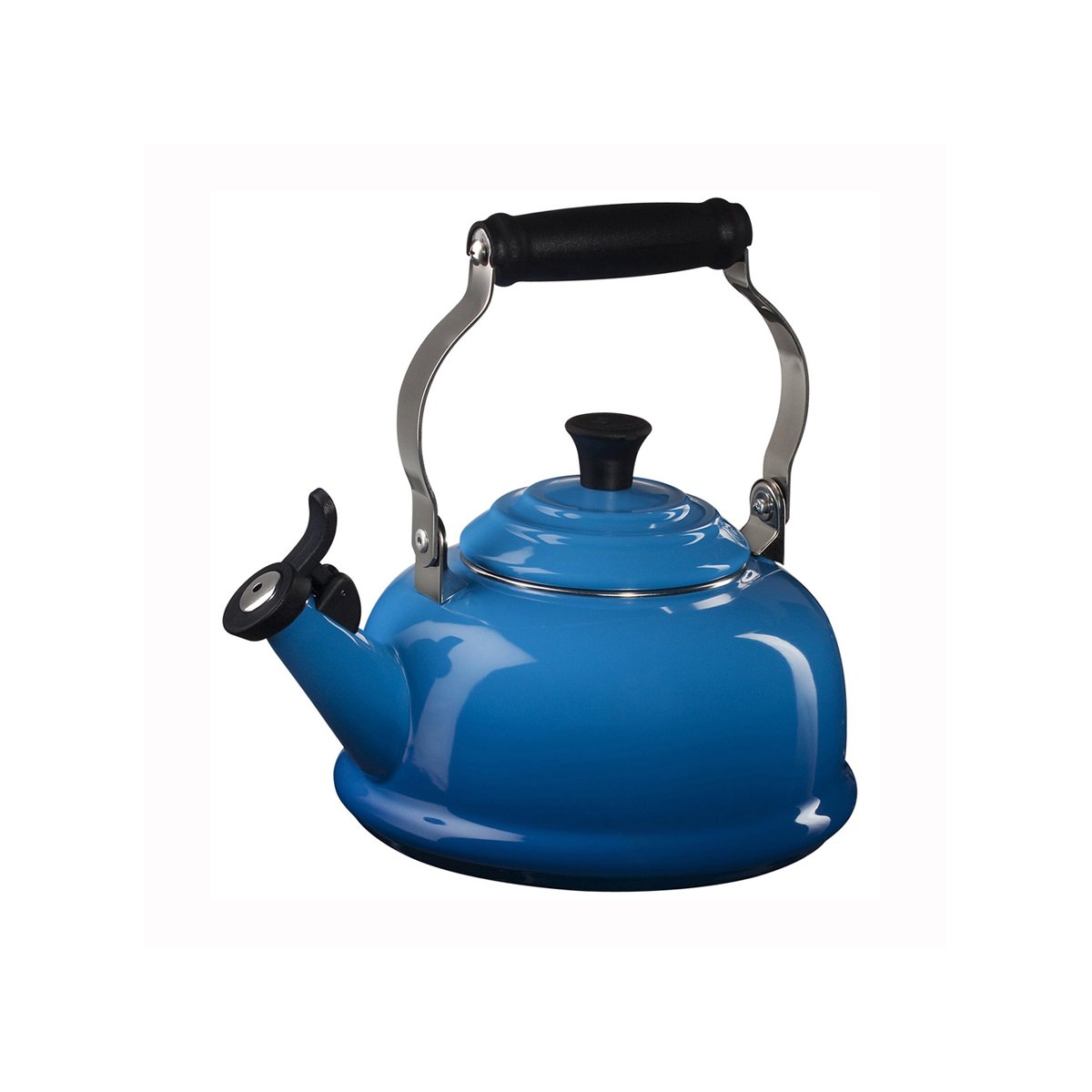 Le Creuset 1.8 Quart Enameled Cast Iron Whistling Tea Kettle - Marseille Blue | Stovetop & Induction Compatible | Perfect for Tea, Coffee & Hot Water Preparation