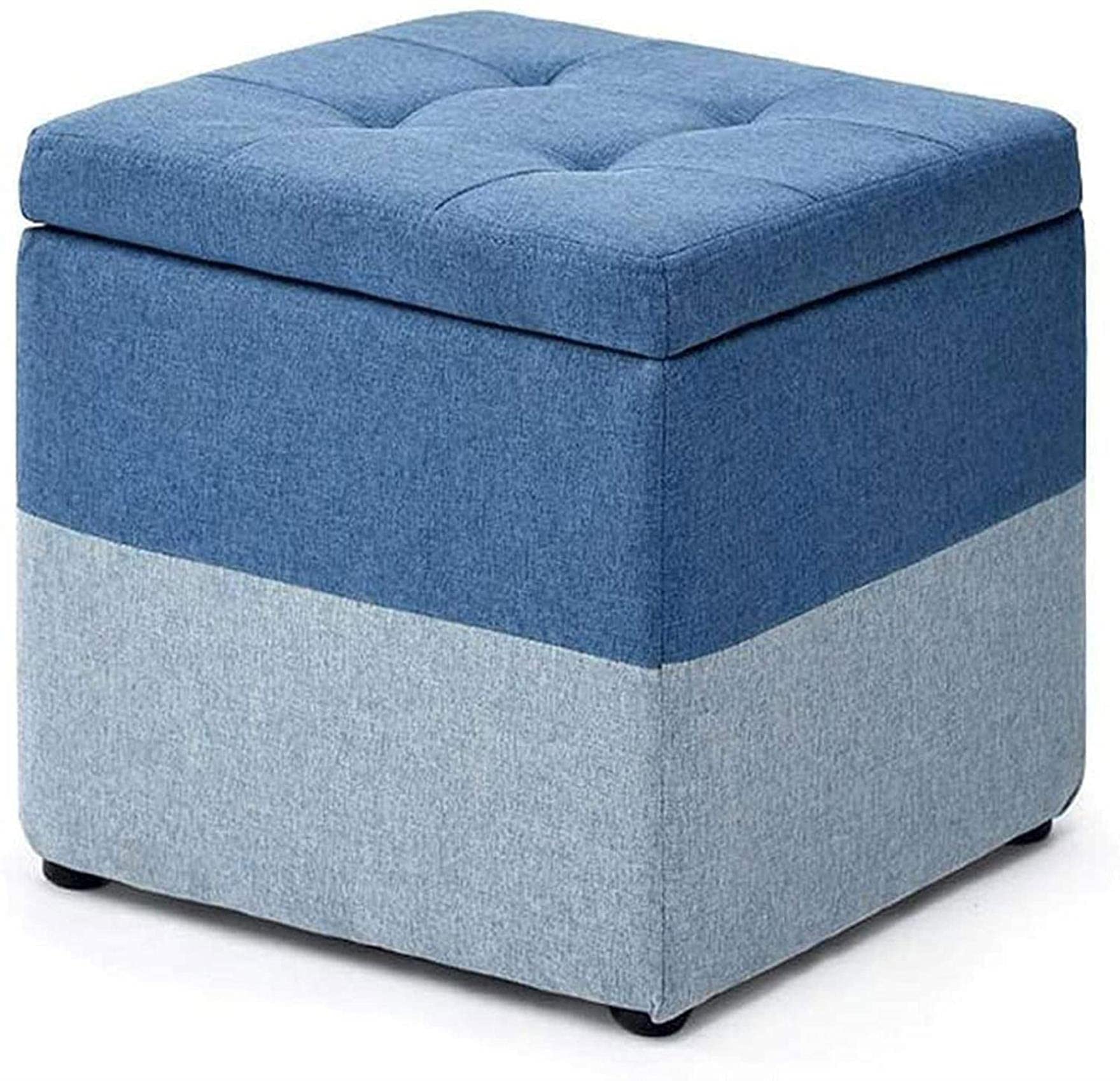 Fabric Storage Ottoman Bench with Removable Cover - 16x16x16 Inch Footrest Stool for Dressing Table, Living Room, Bedroom - Multi-Functional Shoe Bench & Seat with Hidden Storage Space - Perfect for Home, Office, and Nursery Organization