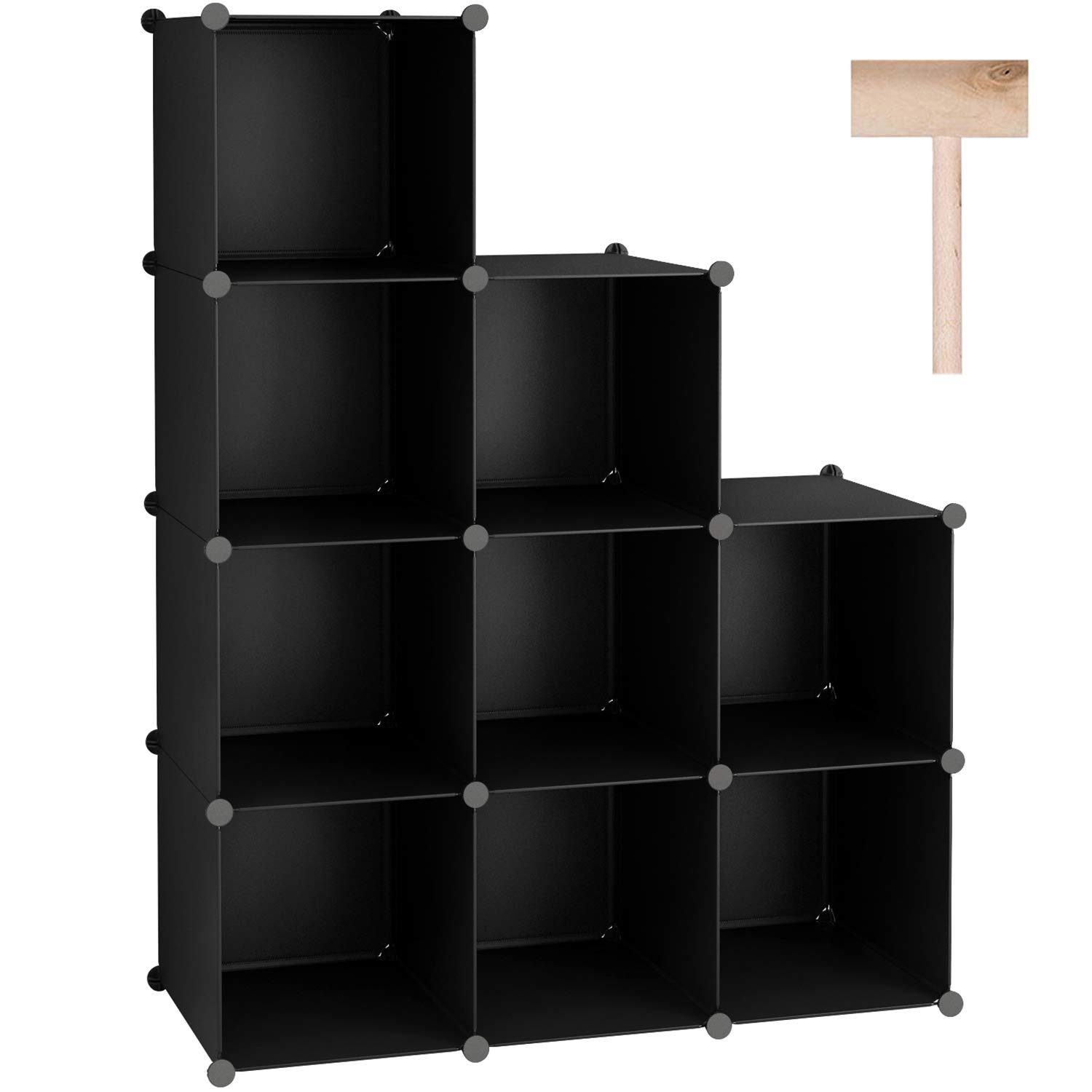 C&AHOME 9-Cube Storage Organizer - Stackable Modular Bookshelf for Home, Office & Kids Room | Plastic Closet Cabinet & DIY Bookcase (36.6