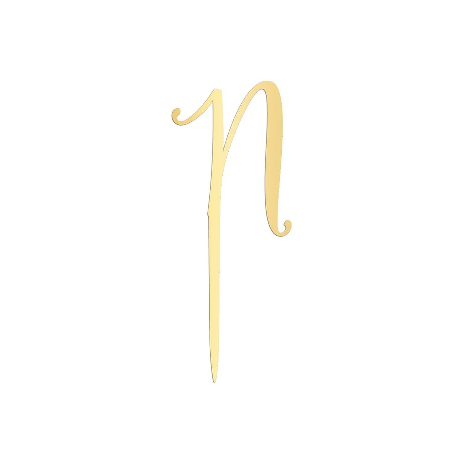 Gold Glitter Letter N Cake Topper - Personalized Acrylic Wedding & Birthday Cake Decoration - Rustic Party Supplies for Weddings, Birthdays, Baby Showers & Special Events