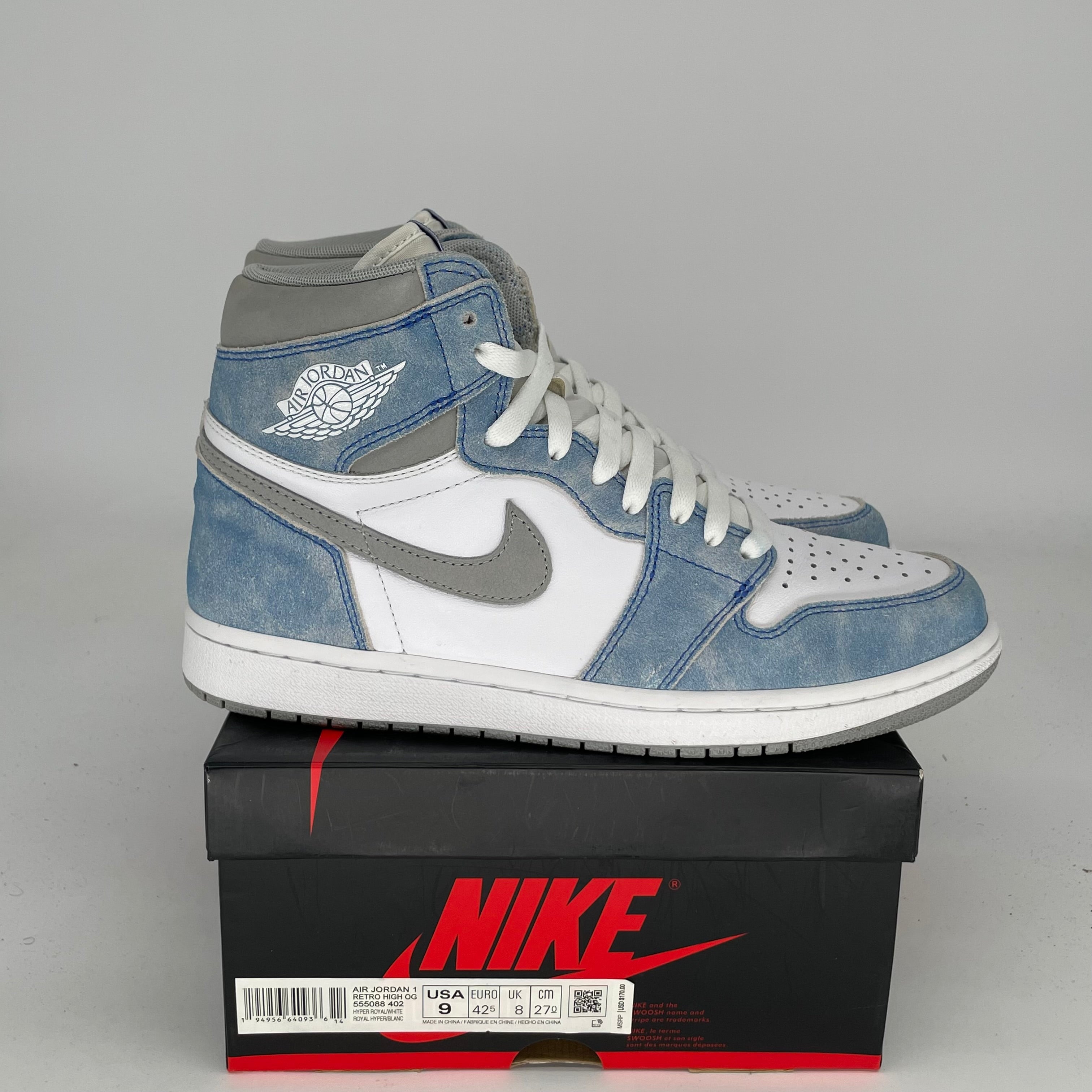AIR JORDAN 1 HYPER ROYAL Sneakers - Men's Size 9 (555088-402) | Basketball Shoes for Streetwear & Casual Outfits