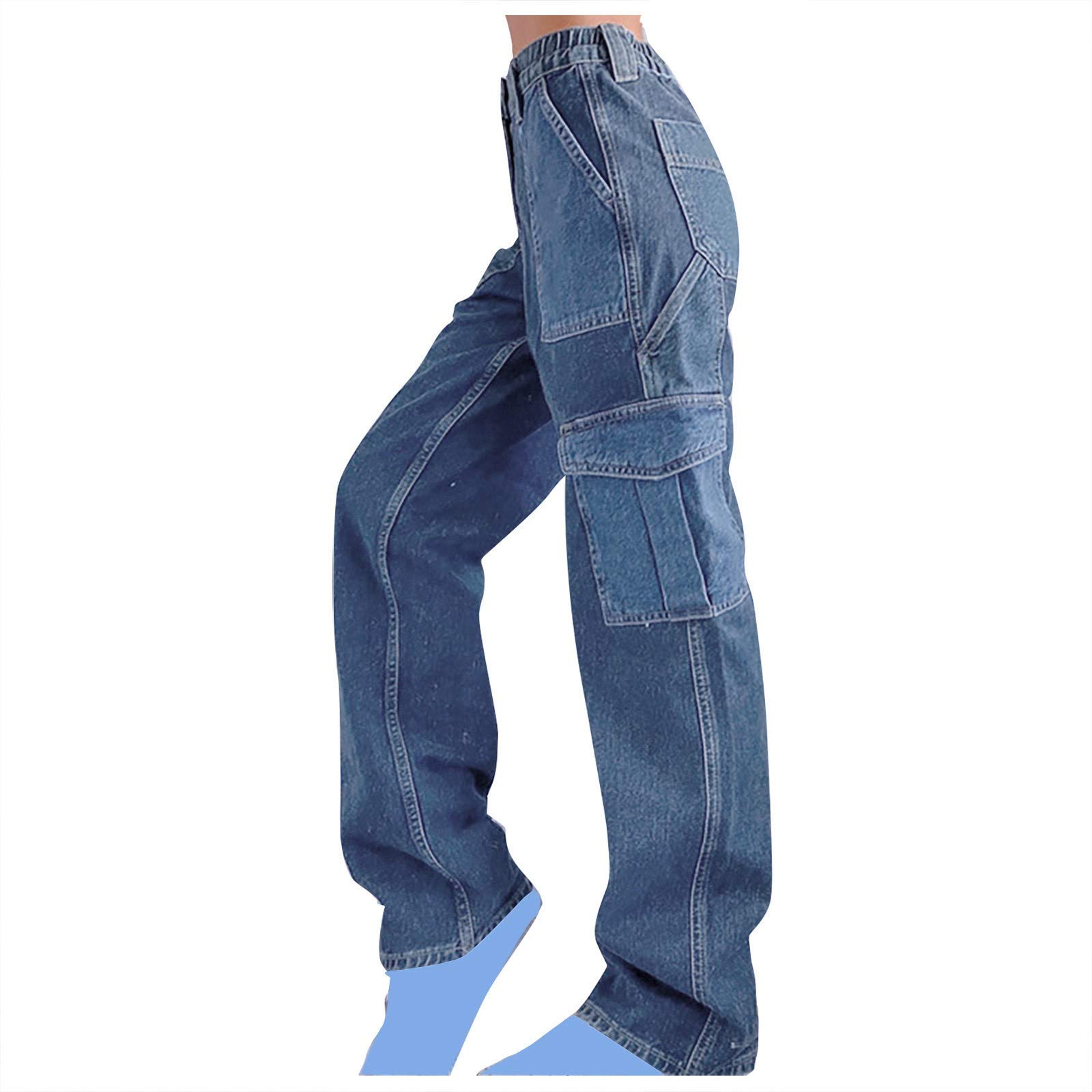 Trendy Y2K High Waist Wide Leg Jeans for Women - Vintage Denim Pants with Multi-Pockets | Baggy Streetwear Trousers for Casual Outfits & Retro Fashion