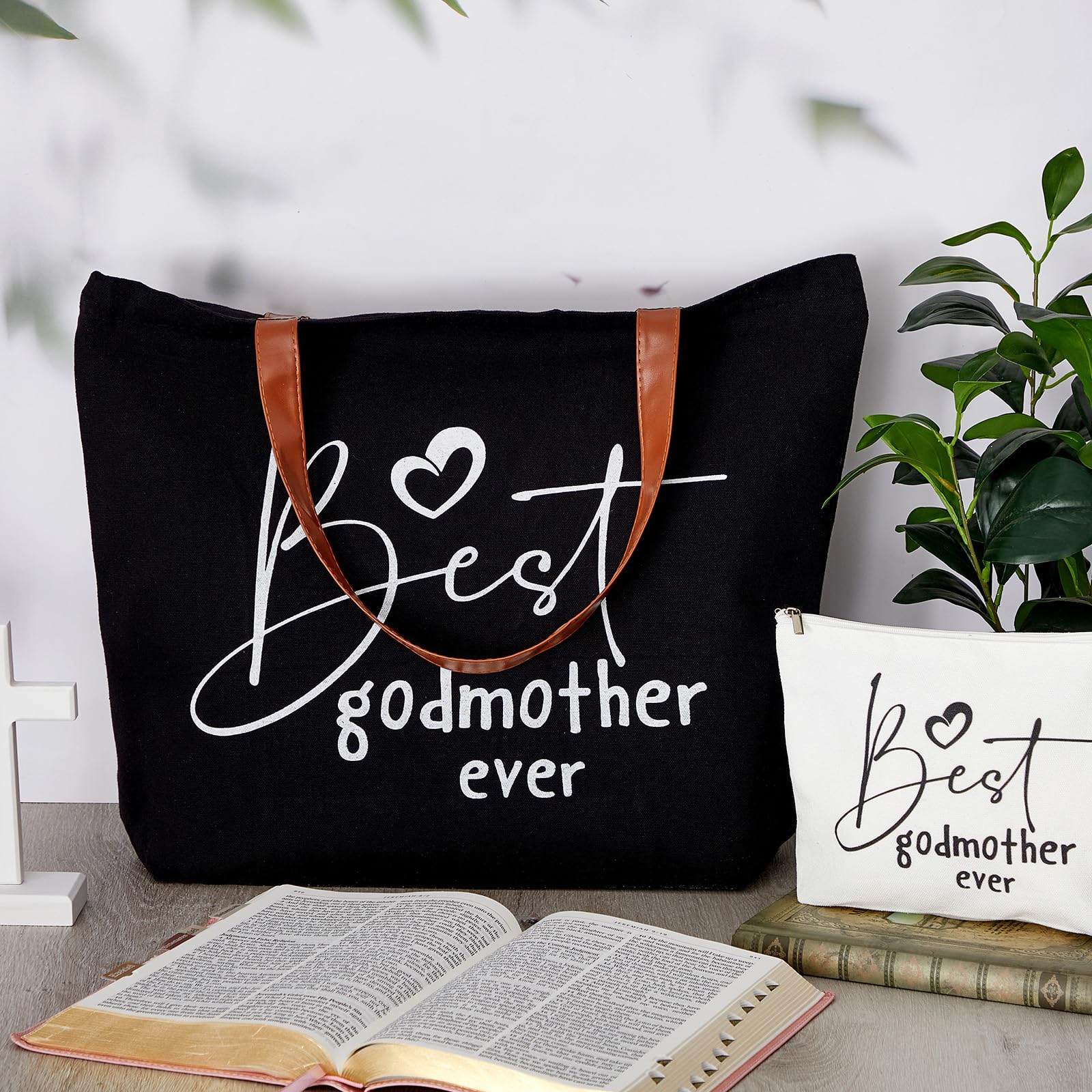 2 Pcs Mother's Day Gift Set - Tote Bag & Makeup Bag for Mom, Grandma, Godmother - Perfect for Birthdays, Proposals & Daily Use