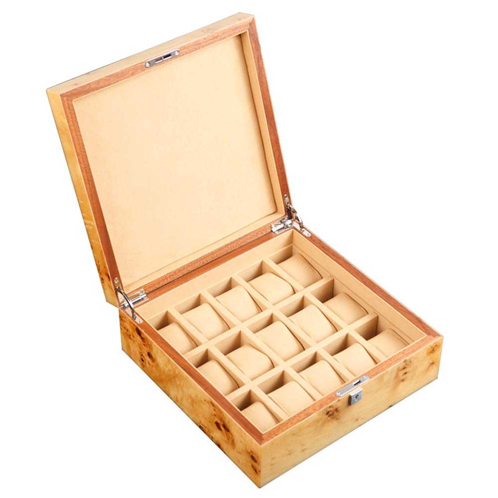Premium Wooden Jewelry Storage Box with Lock - 15 Compartment Organizer for Rings, Necklaces & Watches | Removable Tray & Cushion | Perfect for Home, Travel & Gift Giving