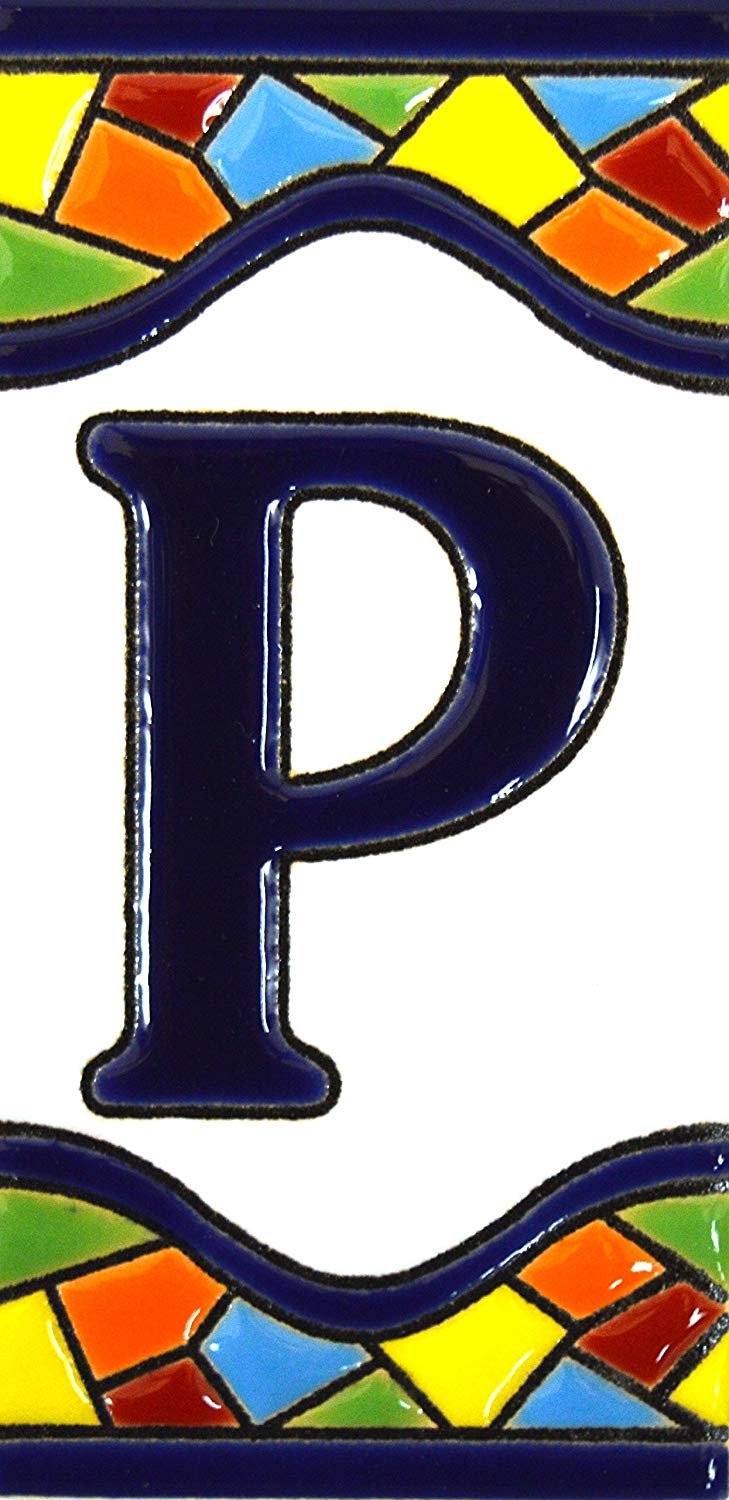 4 Inch Hand Painted House Letter Tiles - Custom Address Signs, Names & Numbers for Home Decor - MOSAICO MEDIANO Design 4.29