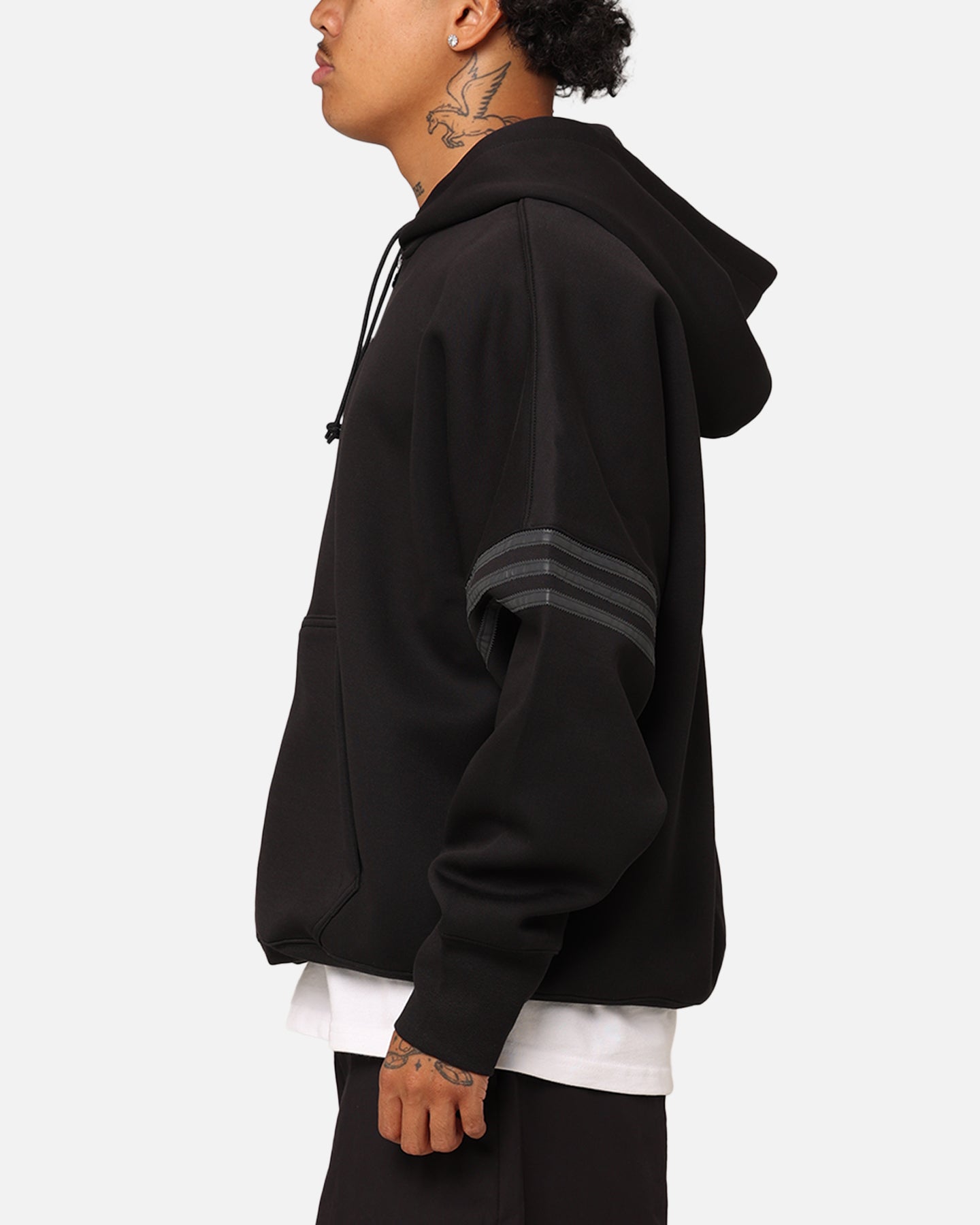 Adidas Street Neuclassics Full Zip Hoodie for Men - Black Athletic Pullover with Front Pockets | Gym, Running & Casual Wear