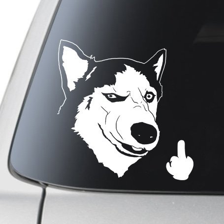 Funny Siberian Husky Vinyl Car & Laptop Sticker - 6'' Wide White Die-Cut Decal for Gadgets, Cars & DIY Projects | Perfect for Pet Lovers & Prank Gifts