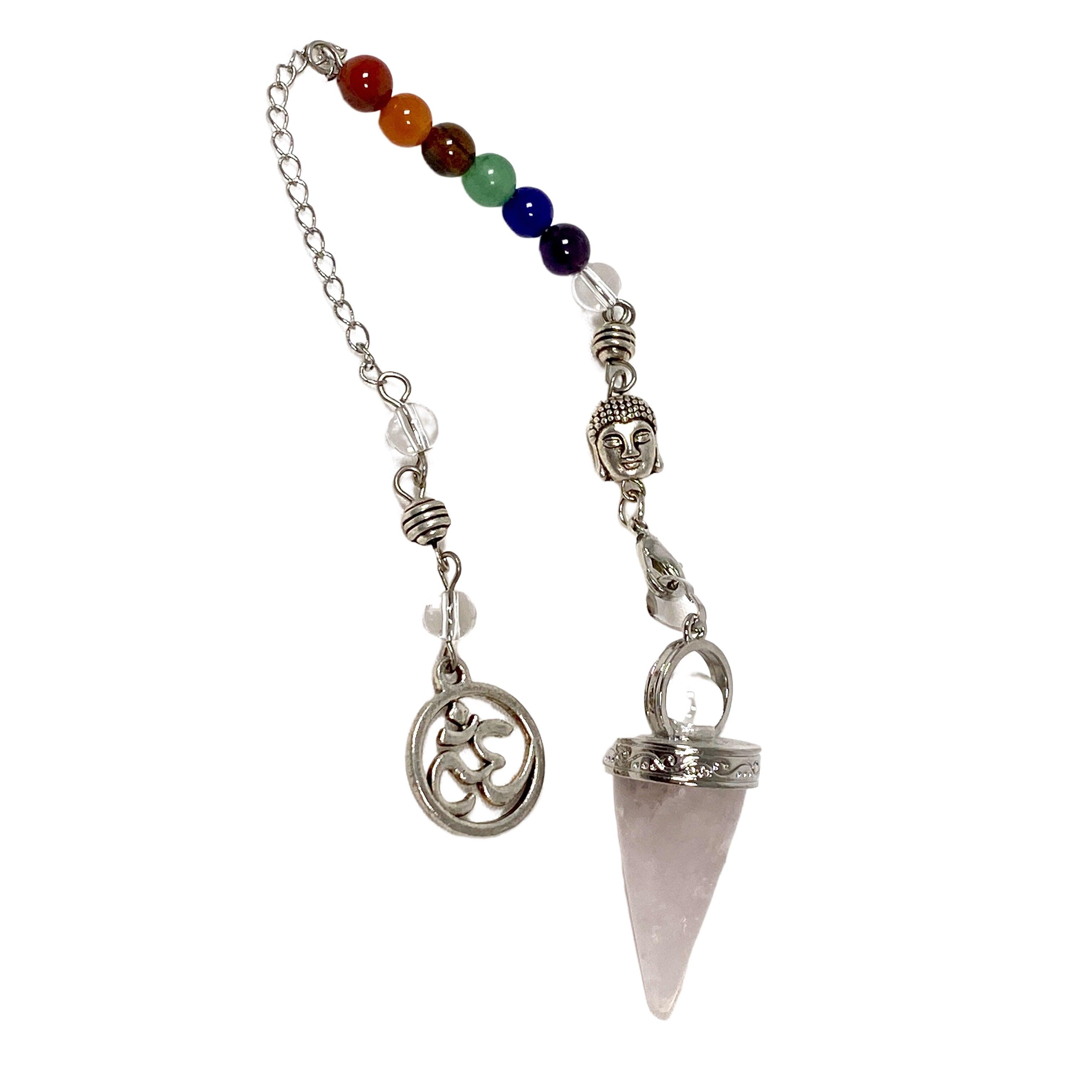 Natural Gemstone Pendulum with Chakra Beads - PD7 for Divination, Dowsing & Energy Healing | Perfect for Spiritual Practices, Meditation & Chakra Balancing