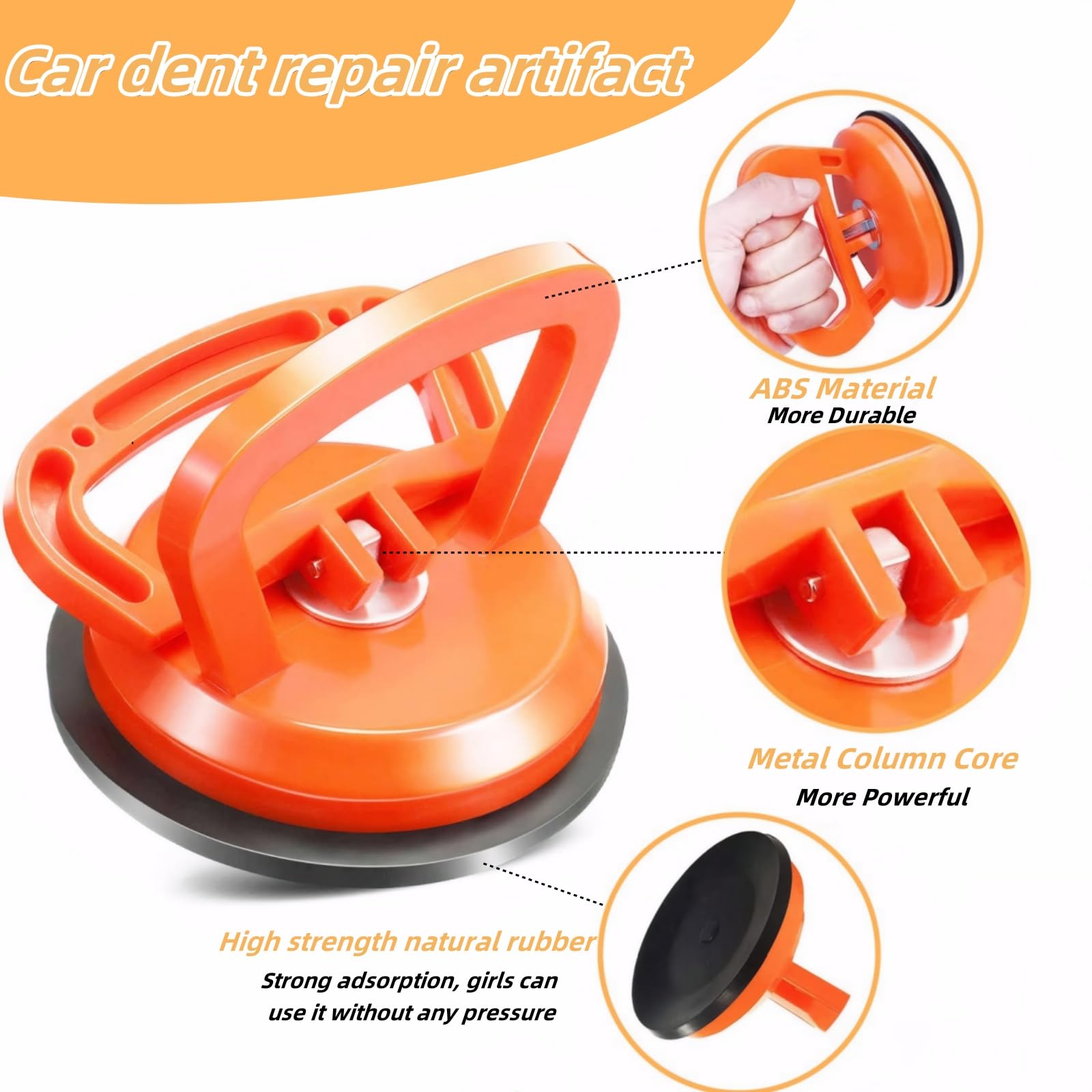 Aimery 3 Pack Car Dent Puller Kit with Suction Cups (1 Large, 2 Small) - Includes Waxing Sponge & Towel for Auto Dent Repair, Glass & Steel Surface Lifting, Furniture Moving & Scratch Removal - Perfect for DIY Home & Car Owners | Ideal for Garage Repairs, Auto Body Shops & Household Fixes