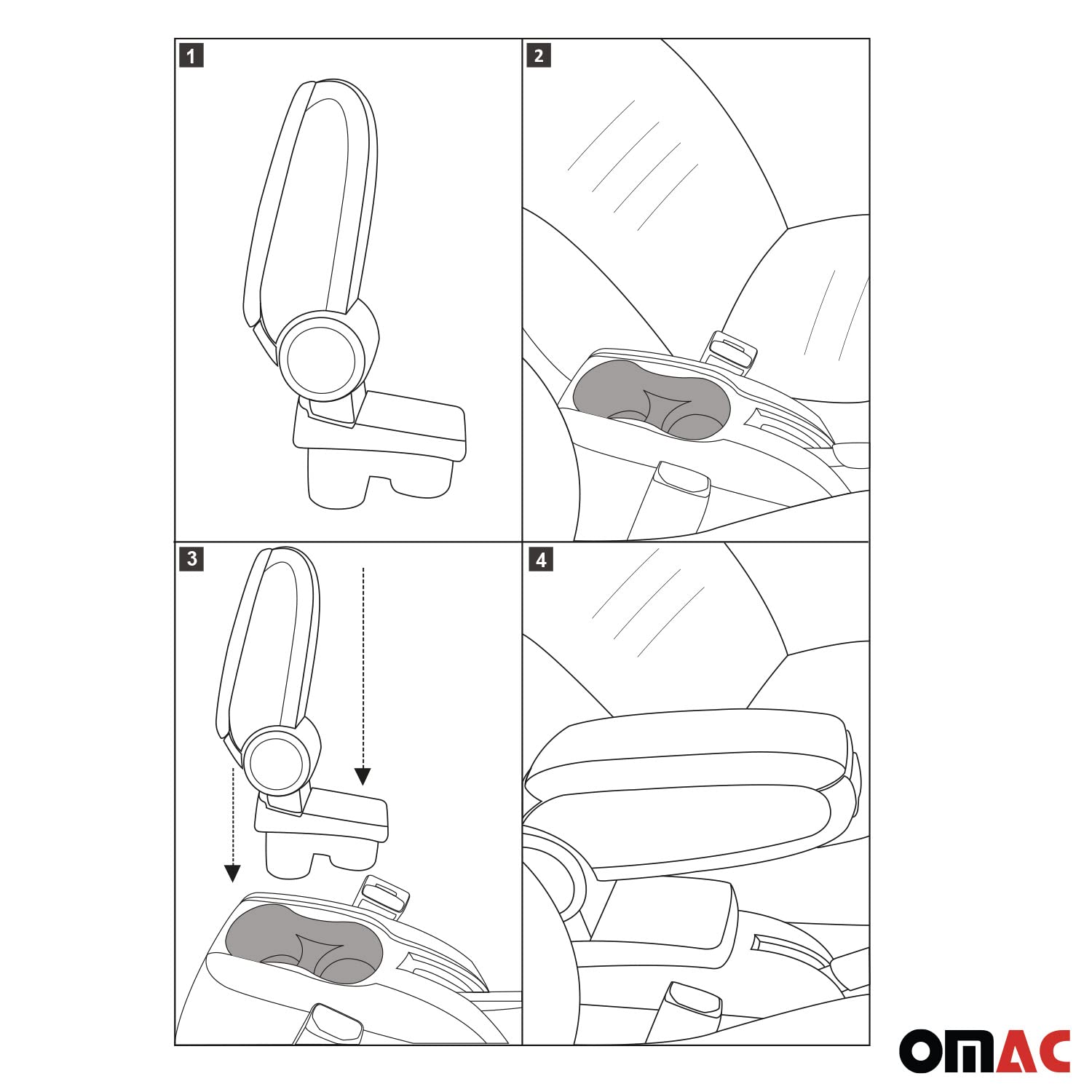 OMAC Gray Center Console Armrest Cover for Nissan Juke 2011-2017 - Durable PU Leather Replacement - Perfect for Car Interior Upgrade & Comfort Enhancement