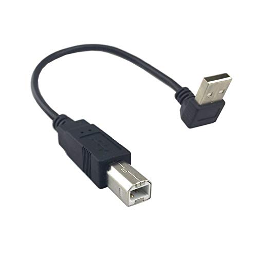 90 Degree Right Angle USB 2.0 Male to B Male Printer Cable - 20cm/0.2m Short Cable for Scanners, Hard Drives & Office Equipment - Perfect for Tight Spaces & Rear Port Connections