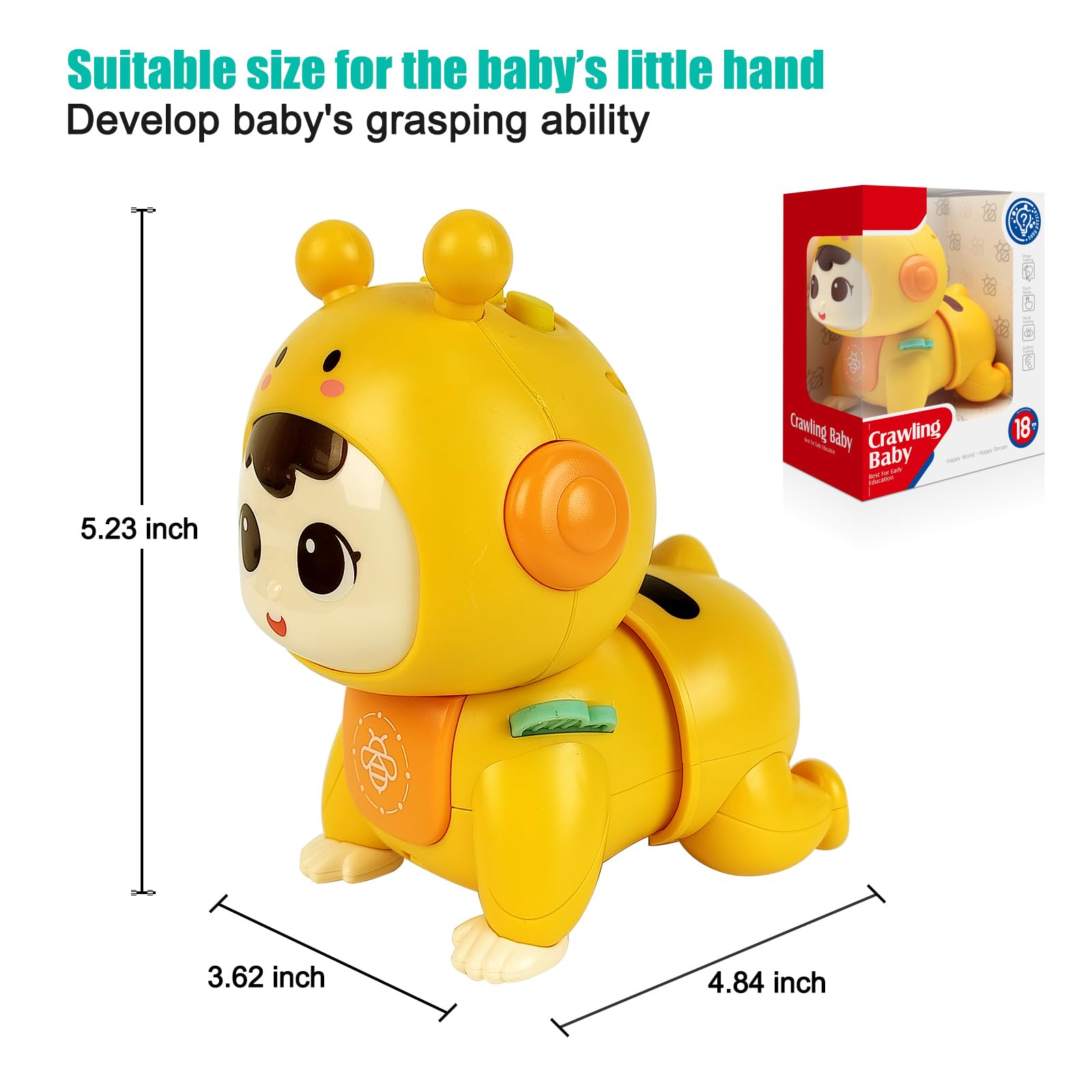 **Best Baby Toys for 1-2 Year Olds – Musical & Light-Up Educational Crawling Toys for Toddlers 18+ Months – Early Learning & Sensory Play (Yellow) – Perfect for Playtime, Gifts & Developmental Milestones**