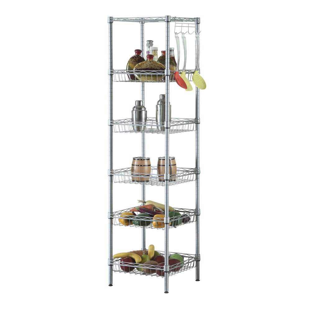 6-Tier Heavy Duty Steel Wire Shelving Rack - Adjustable Storage Unit for Laundry, Bathroom, Kitchen, Pantry & Closet Organization - Black (14