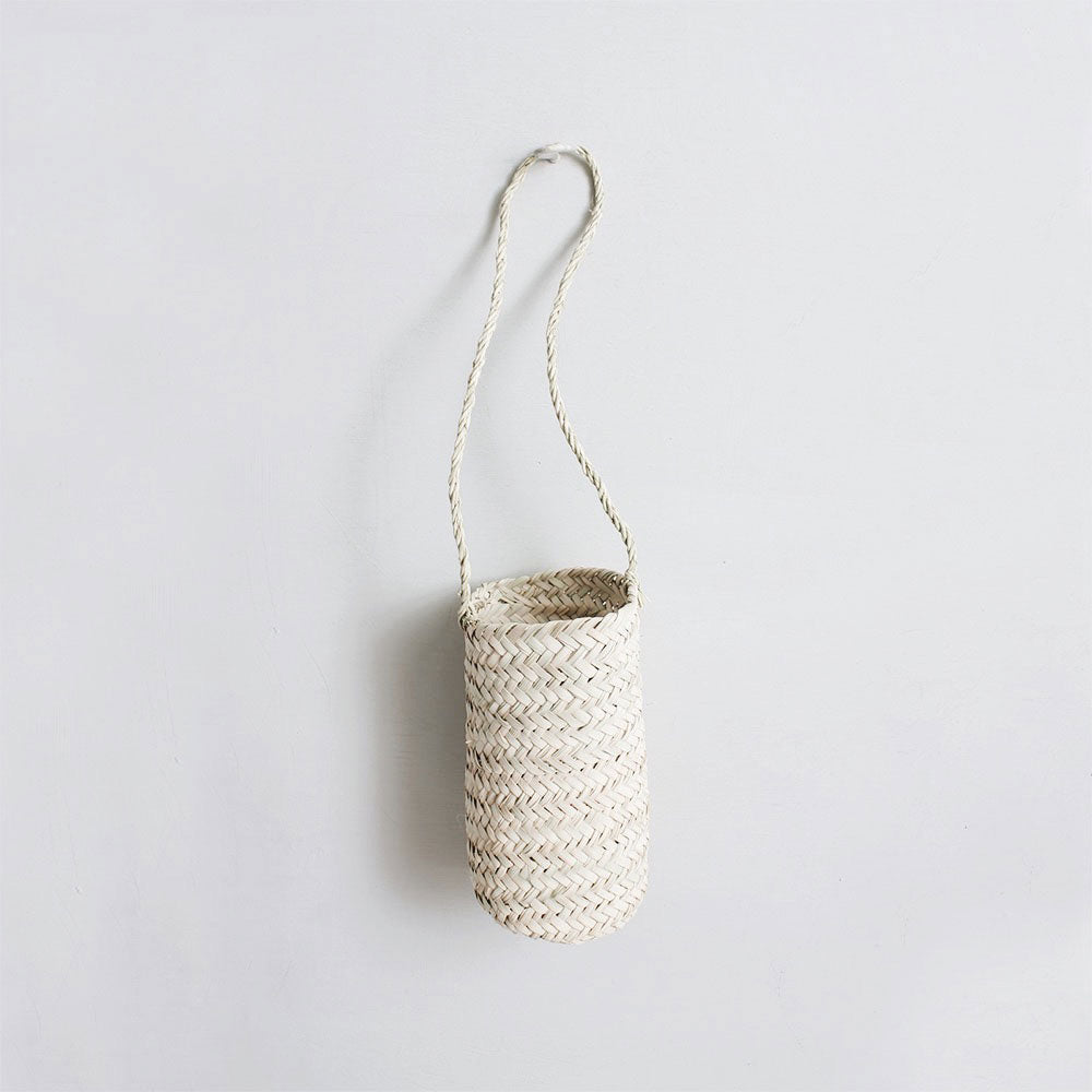 Long Palm Leaf Hanging Basket - Natural Rattan Plant Holder for Indoor/Outdoor Decor | Perfect for Boho Home, Patio & Garden Decorations