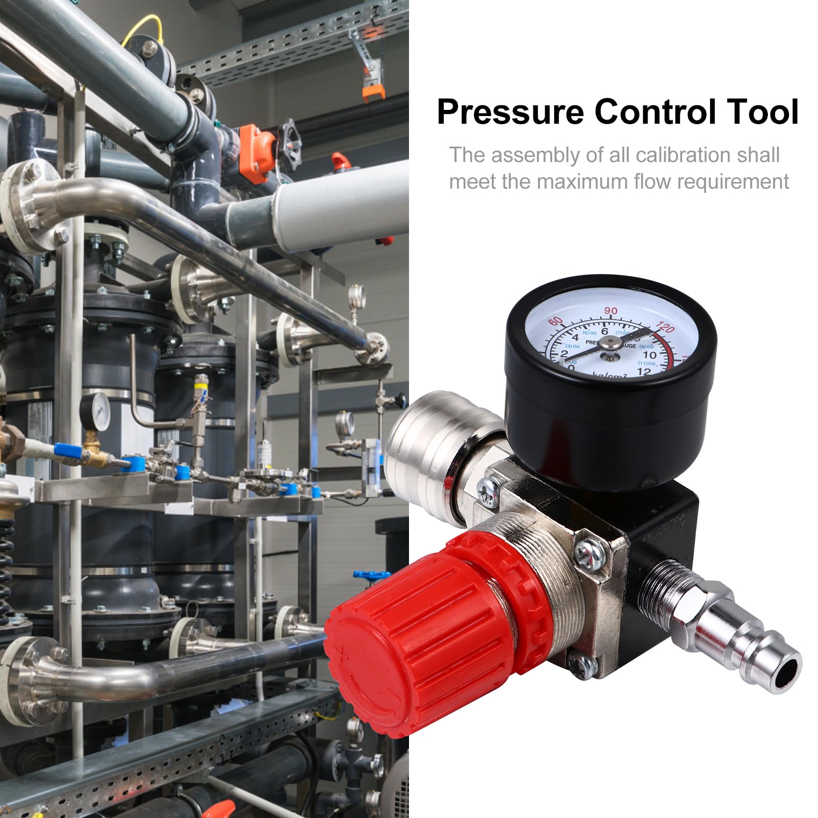 Air Compressor Pressure Regulator with Gauge - Adjustable PSI Control for Air Tools, 1/4