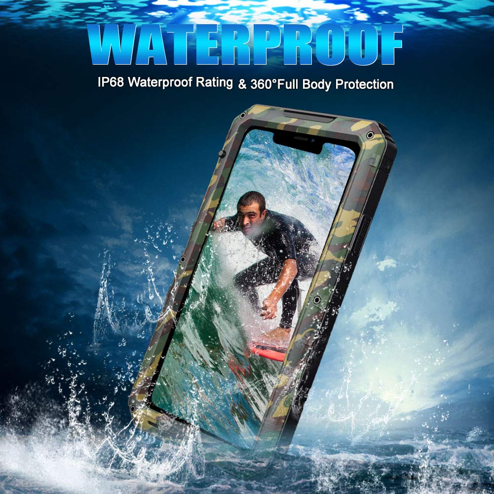 Mitywah Heavy Duty Military Grade Waterproof Case for iPhone 11 Pro Max - Shockproof Full Body Protection with Built-in Screen Protector & Sturdy Metal Frame | Perfect for Outdoor Adventures, Hiking, and Extreme Sports (Camouflage Design)