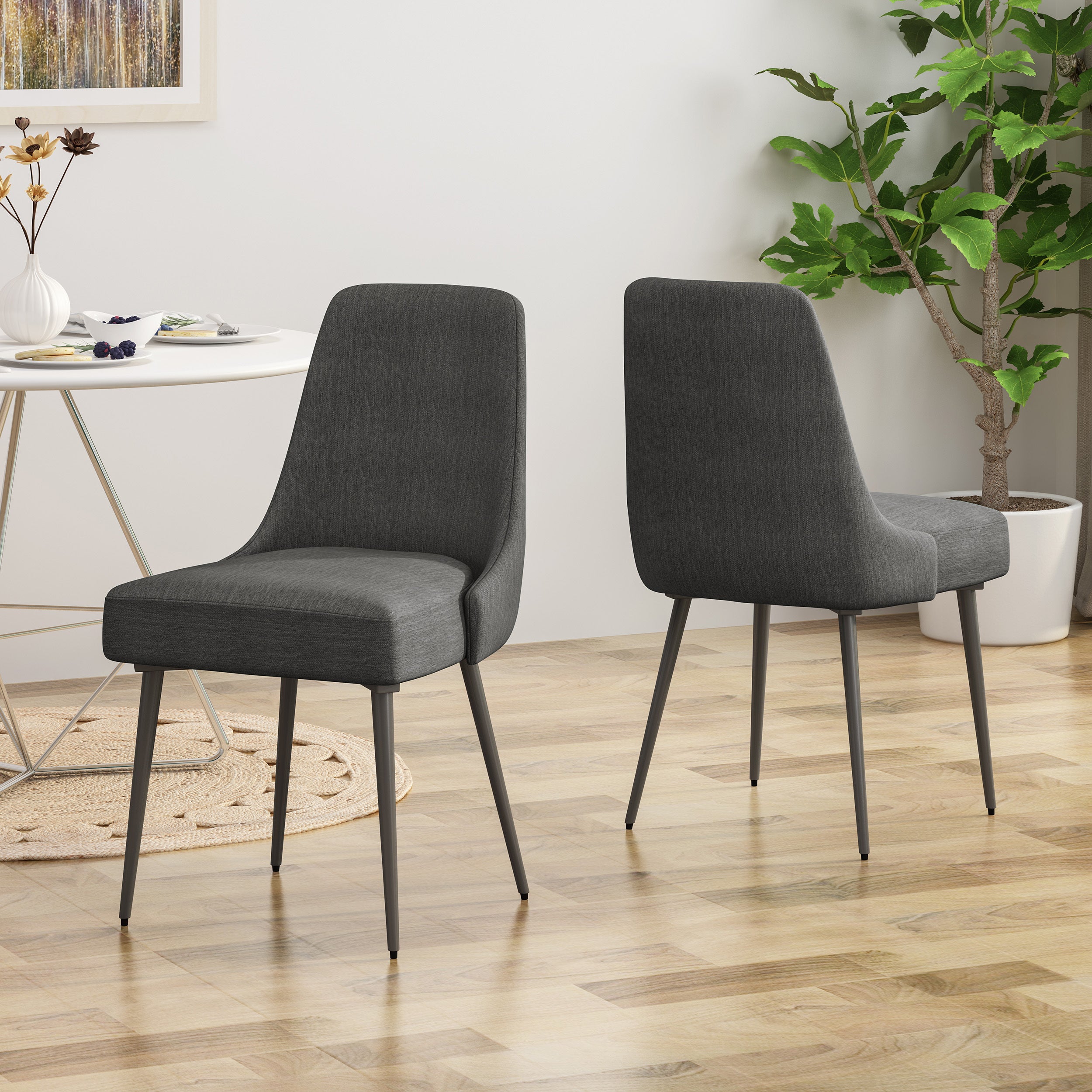 Modern Dining Chairs Set of 2 - Sturdy Wooden Kitchen Chairs with Padded Seats - Comfortable Home & Restaurant Furniture for Dining Room, Kitchen, Breakfast Nook & Cafe
