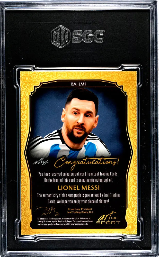 2023 Leaf Art of Sport Lionel Messi Bronze Spectrum Auto SGC 9.5/15 - Rare Collectible Soccer Trading Card for Fans & Investors - Perfect for Display, Gifts, and Sports Memorabilia Collections