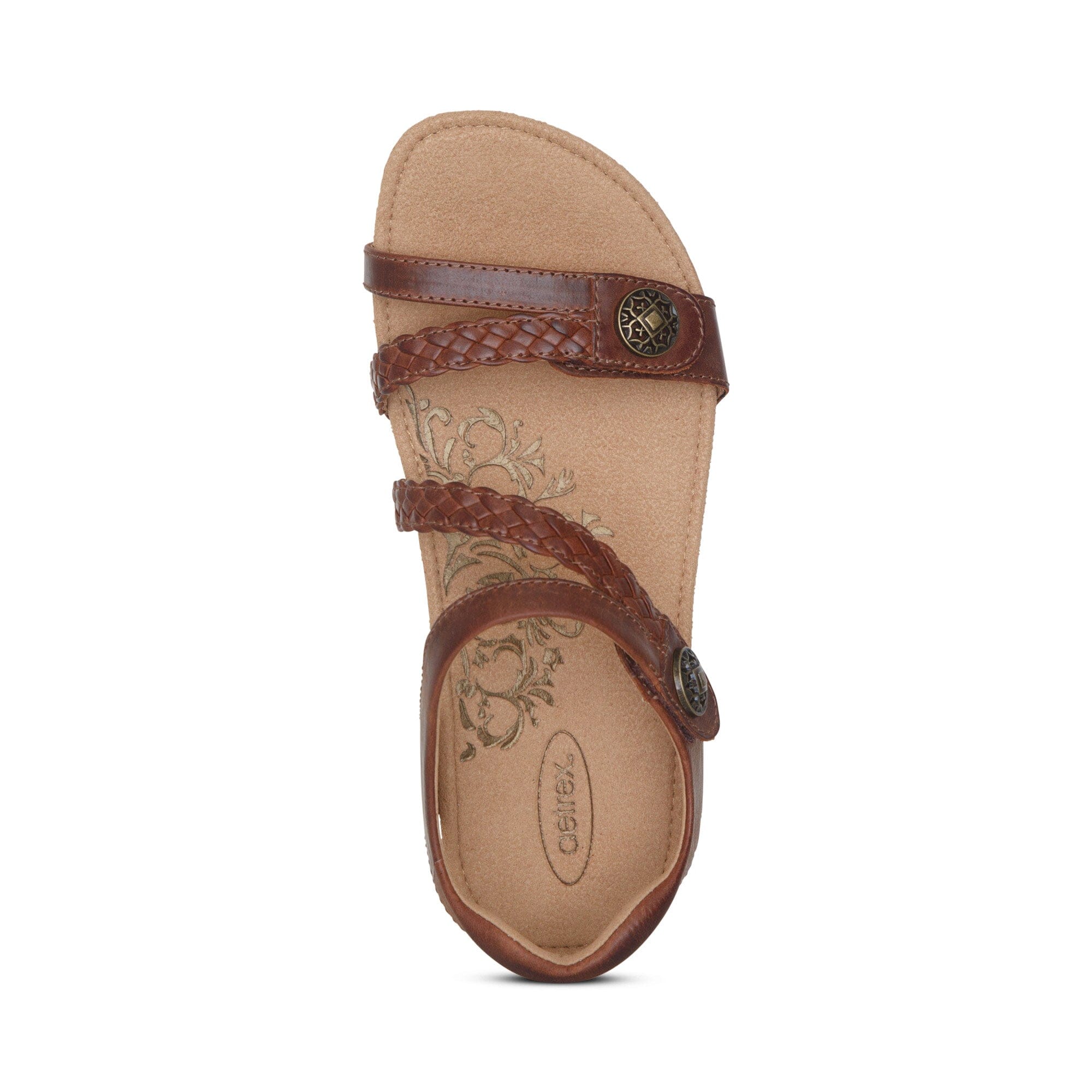 Aetrex Jillian SC441 Walnut Women's Comfortable Orthotic Sandals - Perfect for Walking, Travel & Everyday Wear