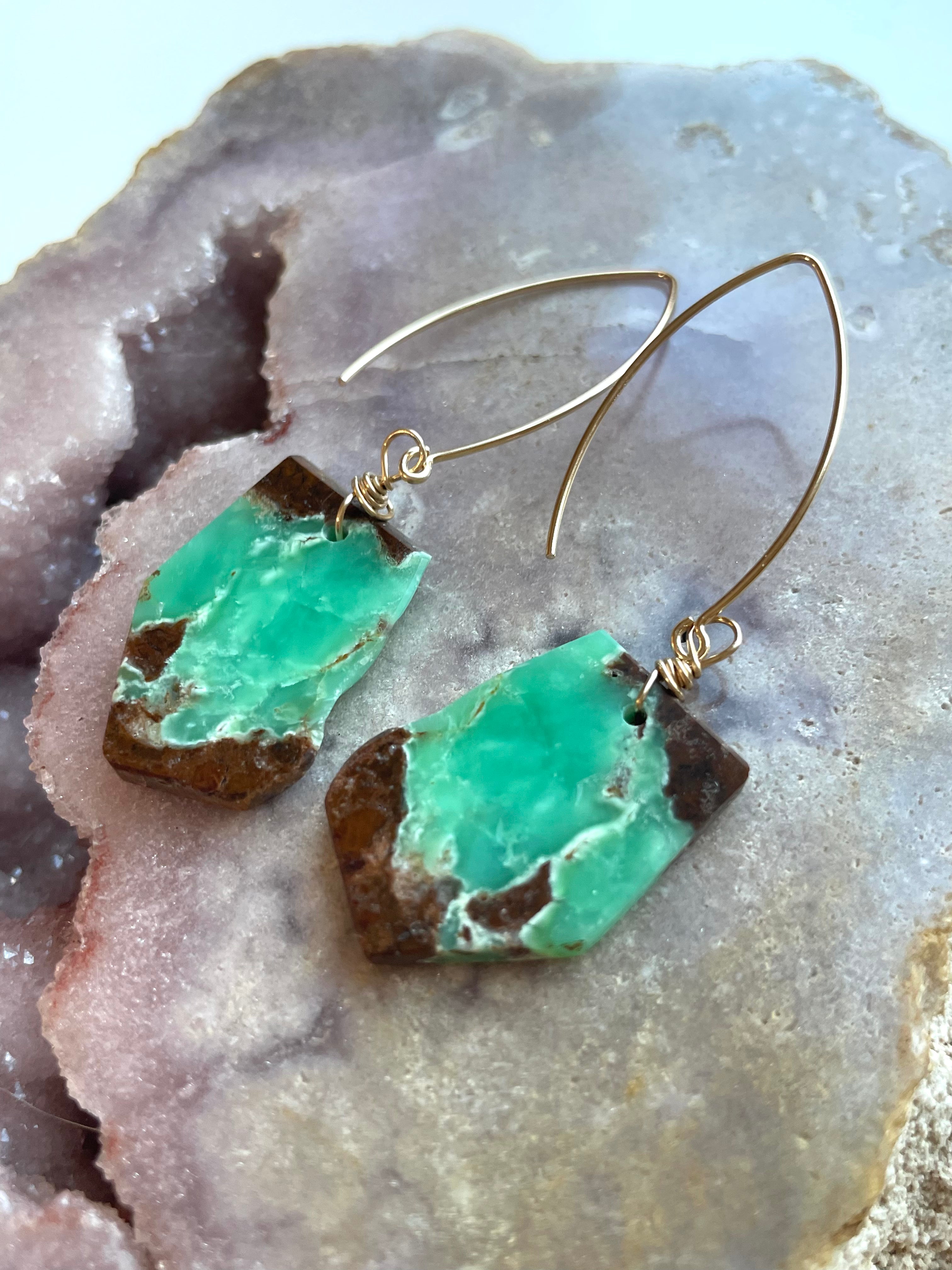 Stunning Chrysoprase Statement Earrings in Gold Fill - Elegant Dangle Earrings for Women, Perfect for Parties, Weddings & Special Occasions