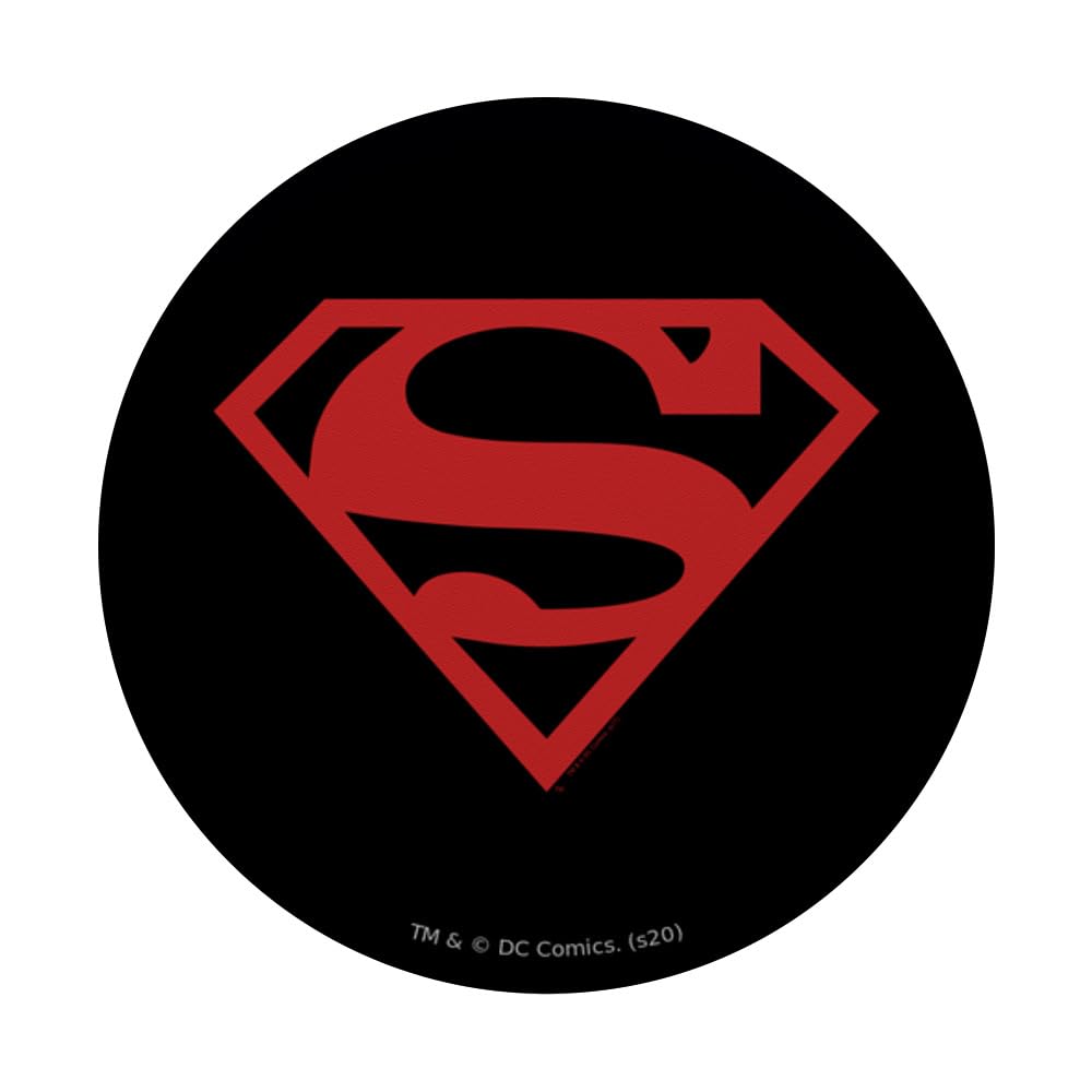 Superman Red on Black Shield PopSockets - Swappable Adhesive PopGrip for Phones & Tablets - Perfect for Gaming, Work & Daily Use