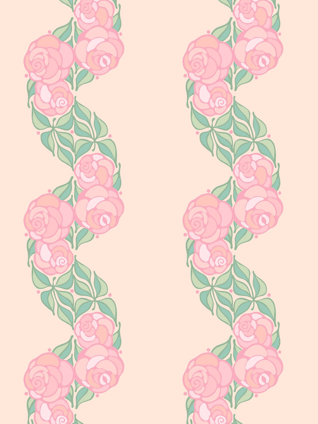 Barbie™ Groovy Floral Stripe Wallpaper - Peach Pink Retro Peel & Stick Wallpaper for Bedroom, Nursery, or Home Office Decor