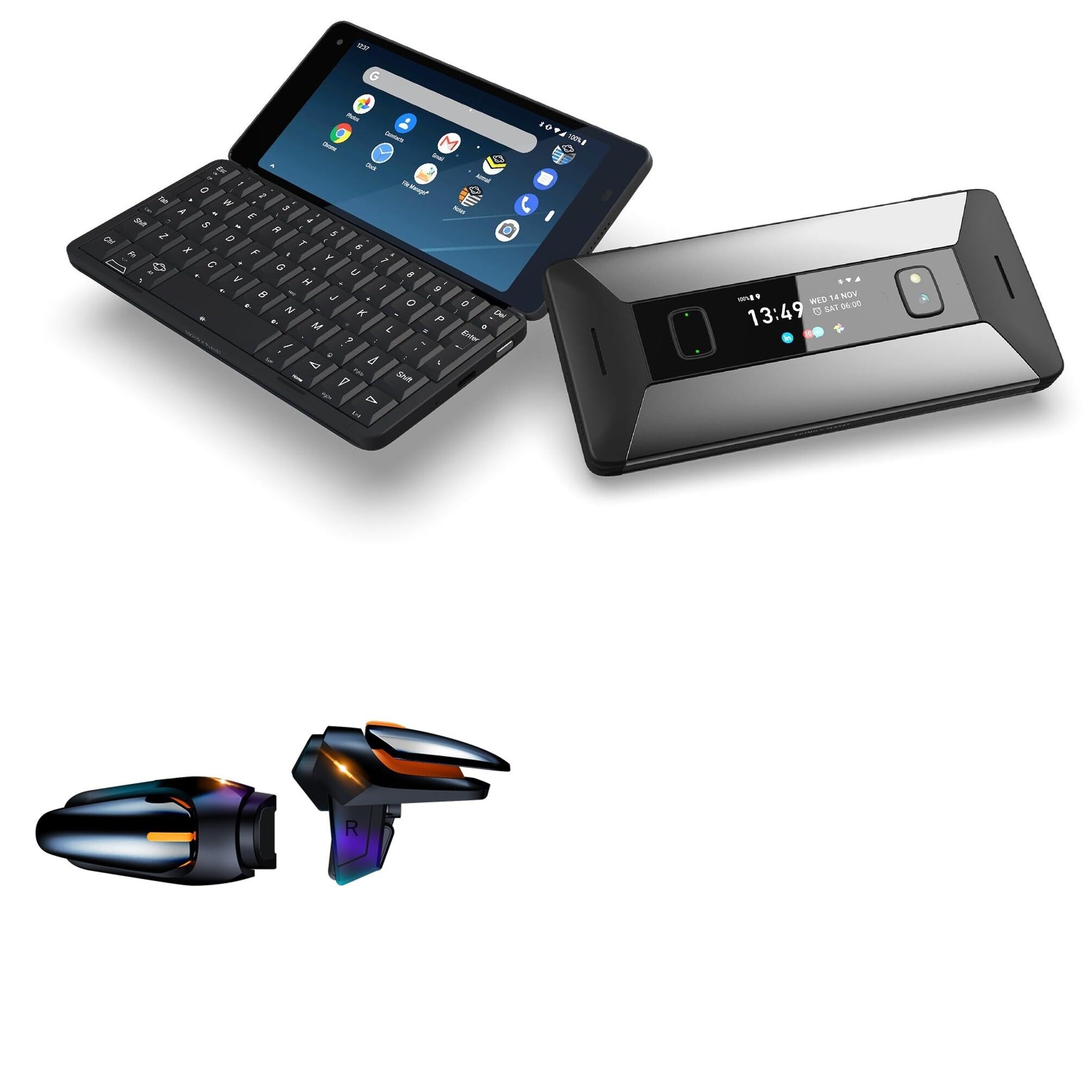 BoxWave Gaming Gear for Planet Computers Cosmo Communicator - Touchscreen QuickTrigger Auto, Trigger Buttons with Autofire for Mobile FPS Gaming (Jet Black) - Perfect for Competitive FPS, Battle Royale & Esports Tournaments