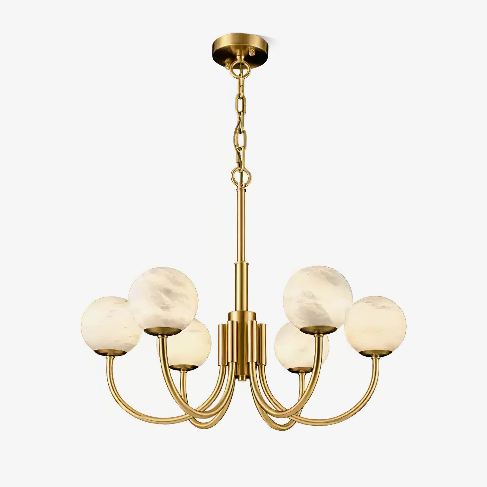 Elegant Aurelian Alabaster Globe Chandelier - Modern Crystal Ceiling Light Fixture for Dining Room, Living Room & Bedroom Lighting Decor