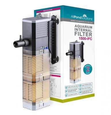 AllPondSolutions 1500L/H Adjustable Flow Aquarium Internal Filter - Powerful Water Filtration for Freshwater & Saltwater Fish Tanks (Up to 150 Gallons) - Ideal for Home, Office & Pet Store Aquariums