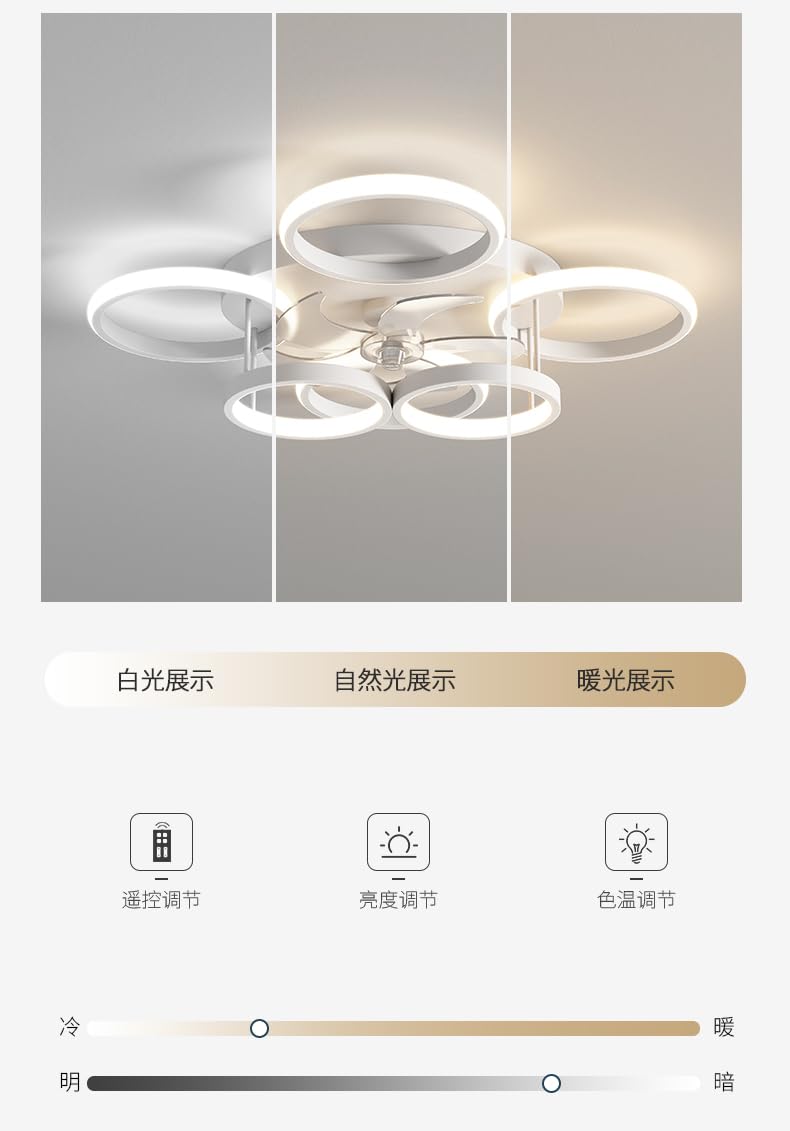 Anyeark 25.6-inch Smart Ceiling Fan with LED Light and Remote Control - 6 Speed Dimmable, Low Profile Flush Mount, Reversible Motor - Perfect for Living Room, Bedroom, Study or Office (White, Assembly Required)