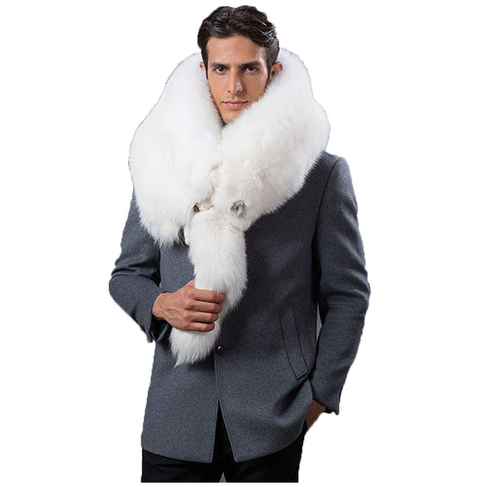 Luxury Men's Real Fox Fur Scarf - Soft Winter Fur Collar Shawl for Men - Warm Fashion Accessory for Outdoor Activities & Formal Events