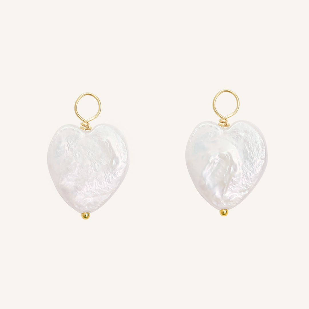 Heart Pearl Hoop Charm Earrings - Stone of Potential Jewelry (Set of 2) - Perfect for Valentine's Day Gifts & Romantic Date Nights