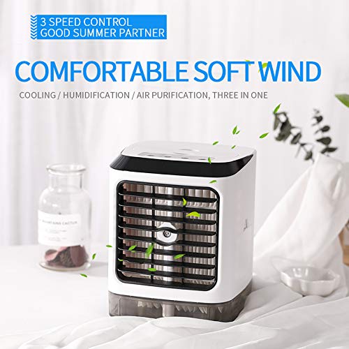 TOPCHANCES USB Portable Air Conditioner - Mini Cooling Fan with Water Humidifier, Personal Desktop Cooler for Home, Office, Bedroom & Travel Use