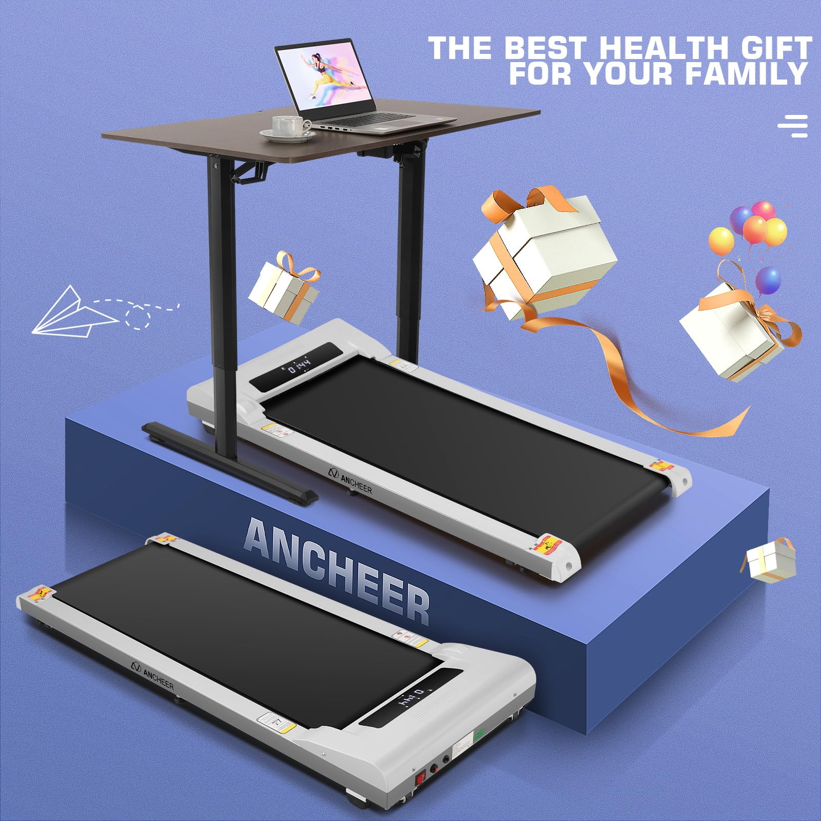 ANCHEER 2-in-1 Under Desk Treadmill - 300lb Capacity, 2.5HP Portable Walking Pad with Remote Control & LED Display - Compact Home Office Gym Treadmill for Walking, Running & Workstation Exercise - Perfect for Small Spaces, Work from Home & Fitness Enthusiasts