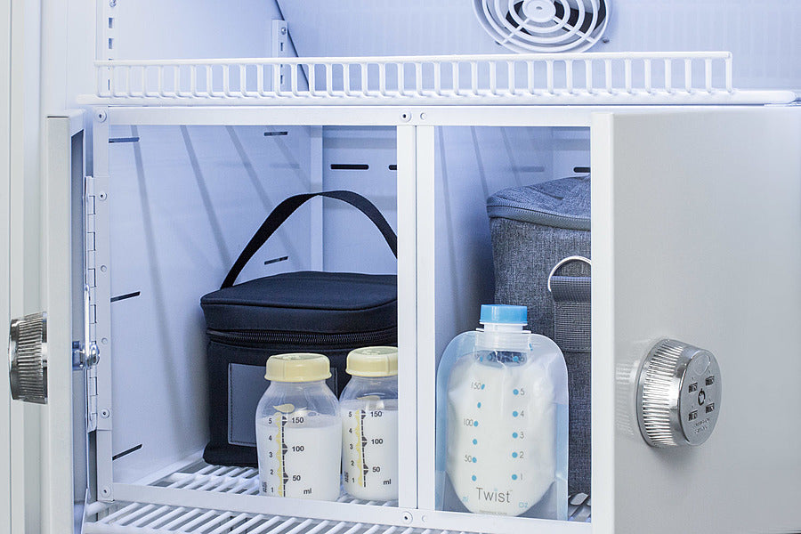 Accucold 12 Cu.Ft. MOMCUBE™ Breast Milk Refrigerator with Interior Lockers - Compact Medical Grade Storage for Breastfeeding Moms, Hospitals & Daycares | MLRS12MCLK